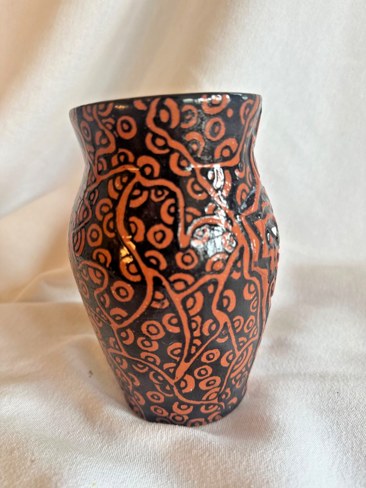 The Green-Eyed Monster – Handmade Ceramic Face Vessel, One of a Kind Art Pottery