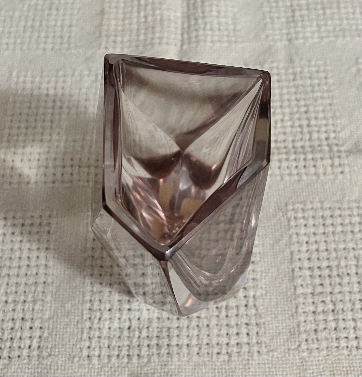 V. Nason and C. Murano Faceted Sommerso Geometric Amethyst Glass Vase 6.25”