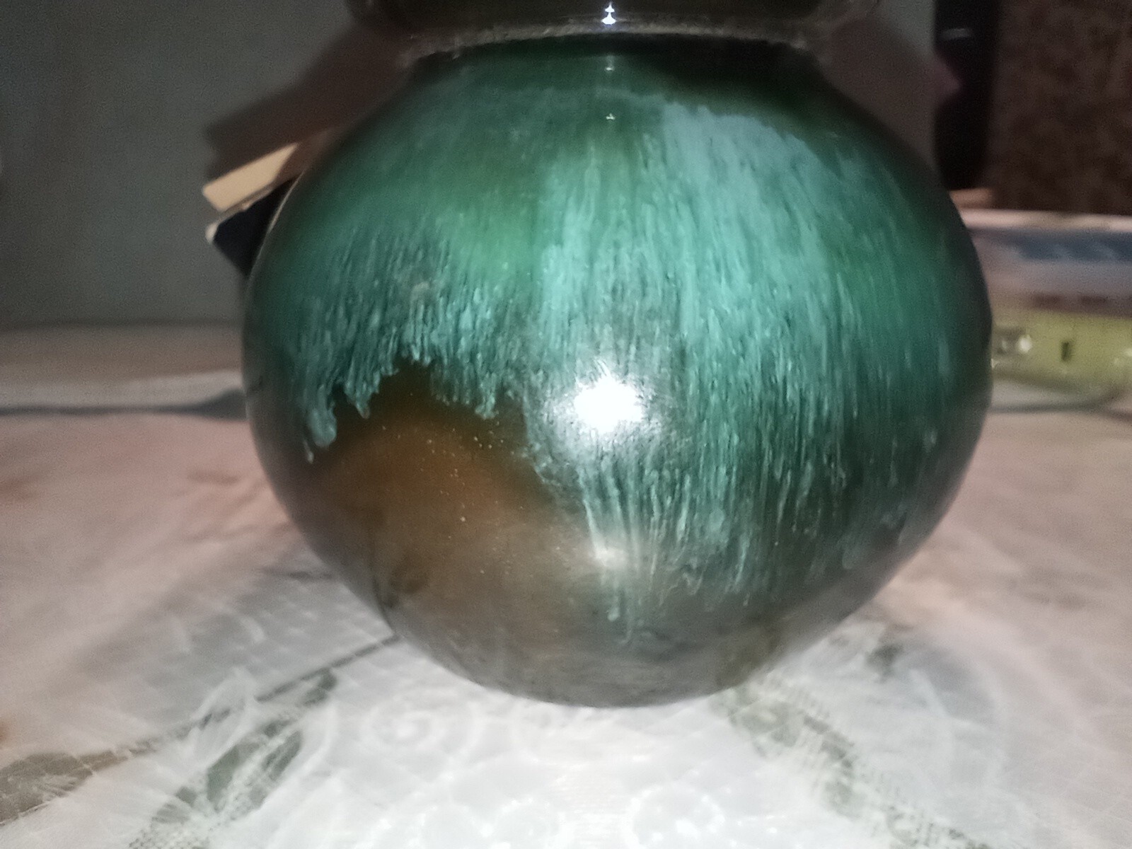 Vintage BLUE MOUNTAIN Pottery Blue Green Teal Drip Glaze Vase 3″ Ontario, Canada