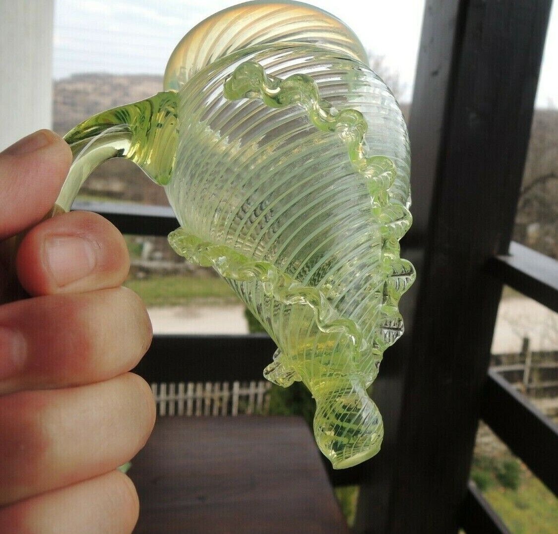 Pair Stourbridge Vaseline Victorian English Glass Epergne