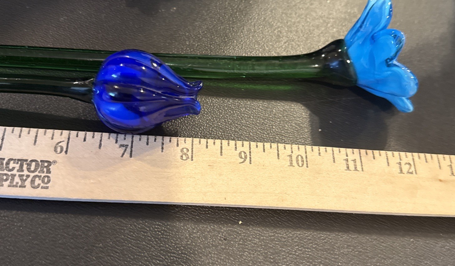 Murano Style Hand Blown Art Glass Flower Flowers Set Of 4 Purple Blue White