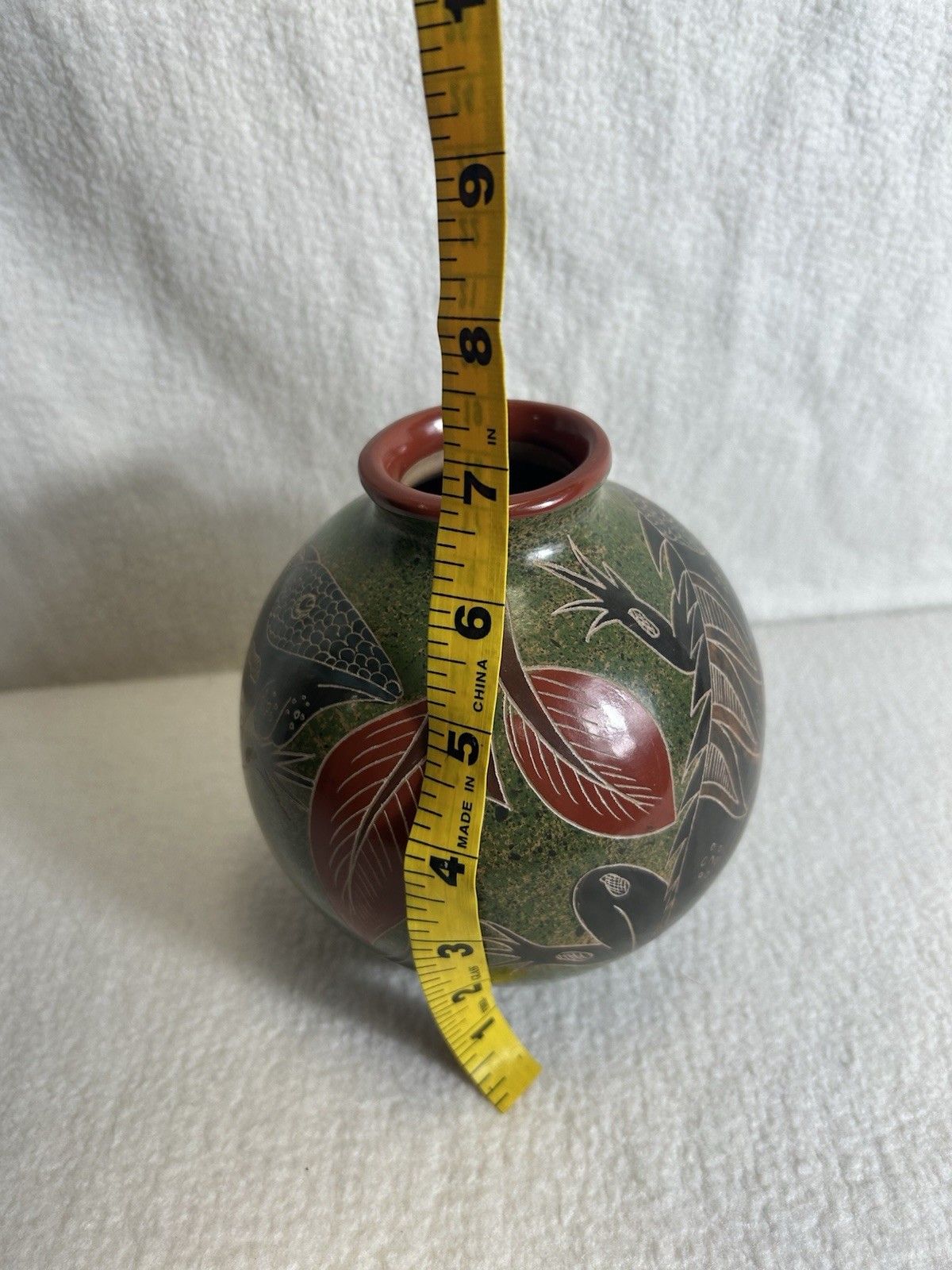 Vintage Alba Noron Nicaragua pottery vase bowl planter green Lizard Iguana
