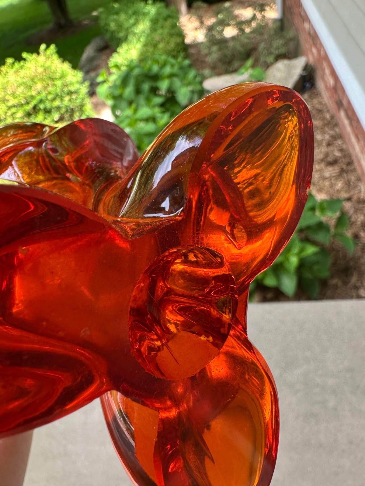 MCM Viking Swung Glass Vase 3 Foil Toe Footed 24” Persimmon Orange 1960s