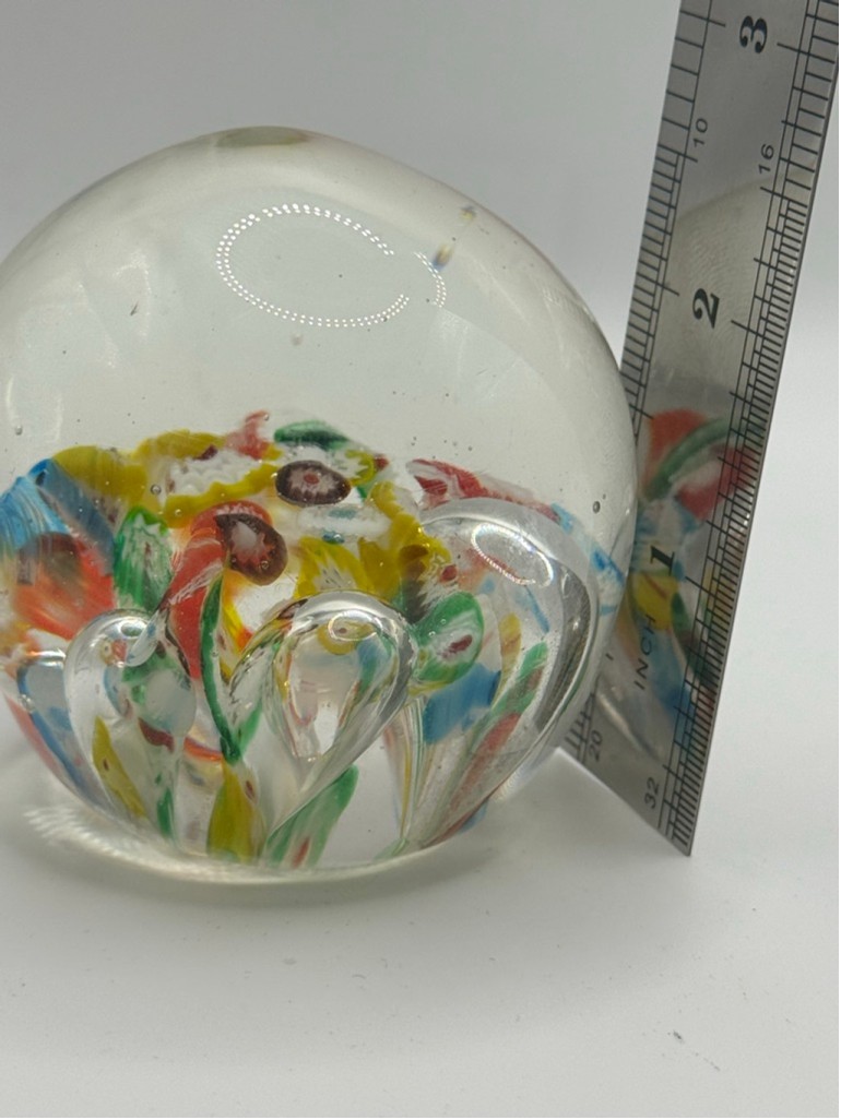Vintage Glass Art Paperweight One Size Clear Multi-color