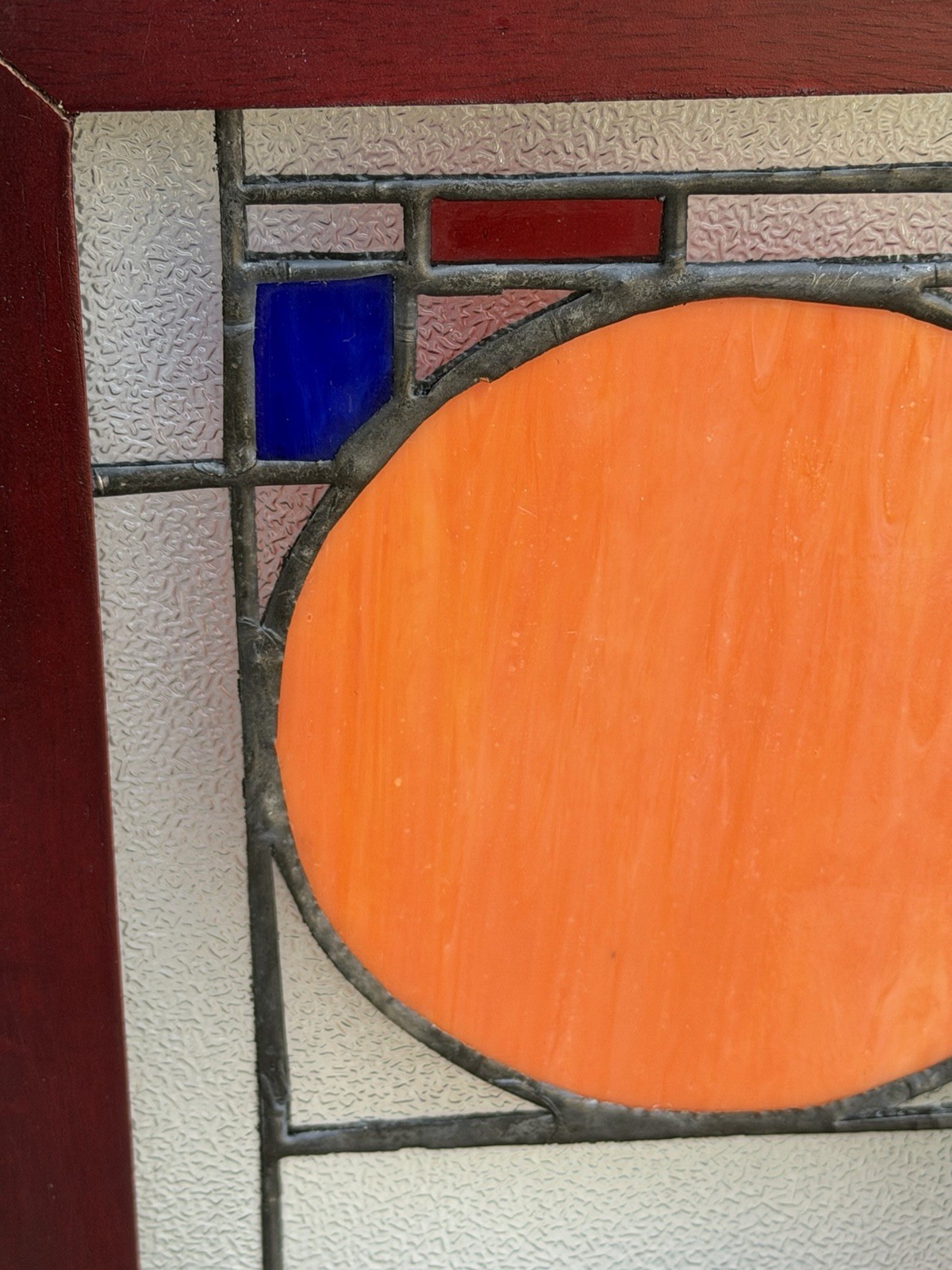 After FRANK LLOYD WRIGHT Beautiful Stained Glass Window Panel 40” Suncatcher