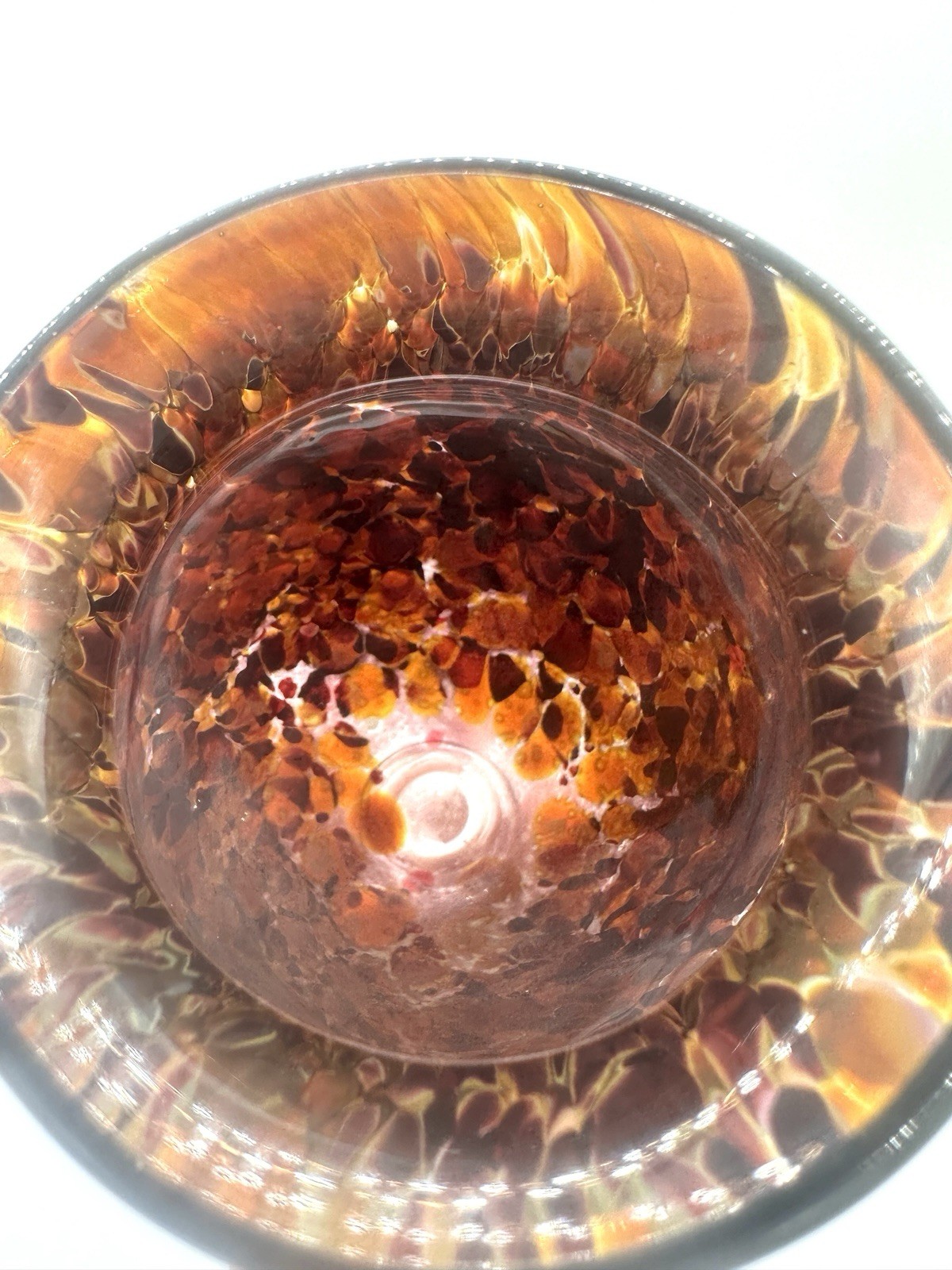 Studio Art Glass Vase Mottled Confetti Frit 6″ Signed Joseph 1993