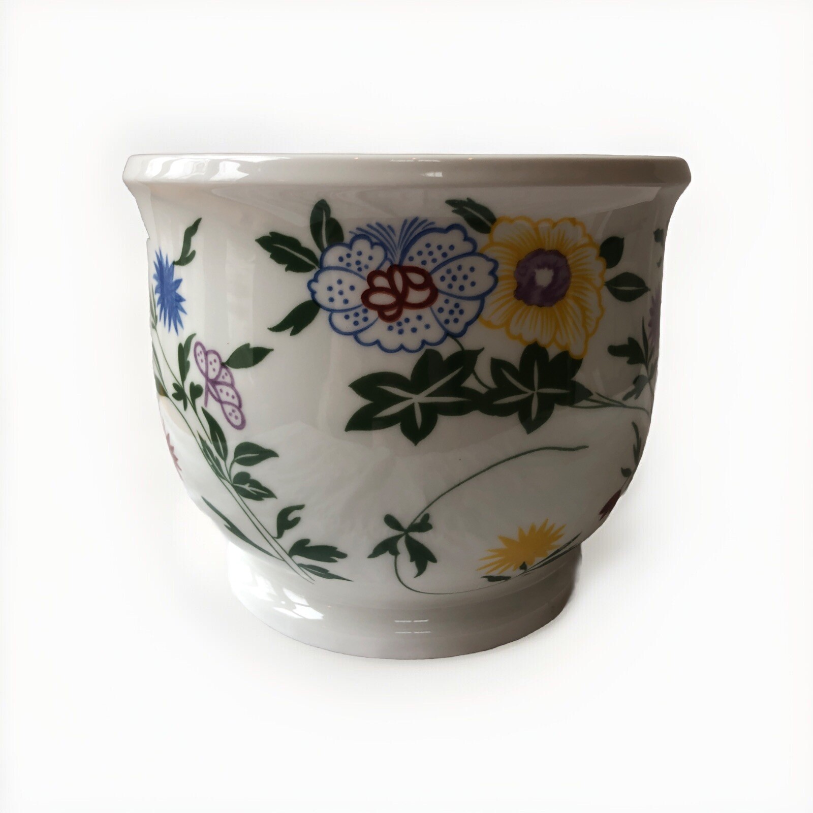 Coalport England Cachepot/Planter Bone China Flourish 5 3/4 Tall/7” Diam Mint !