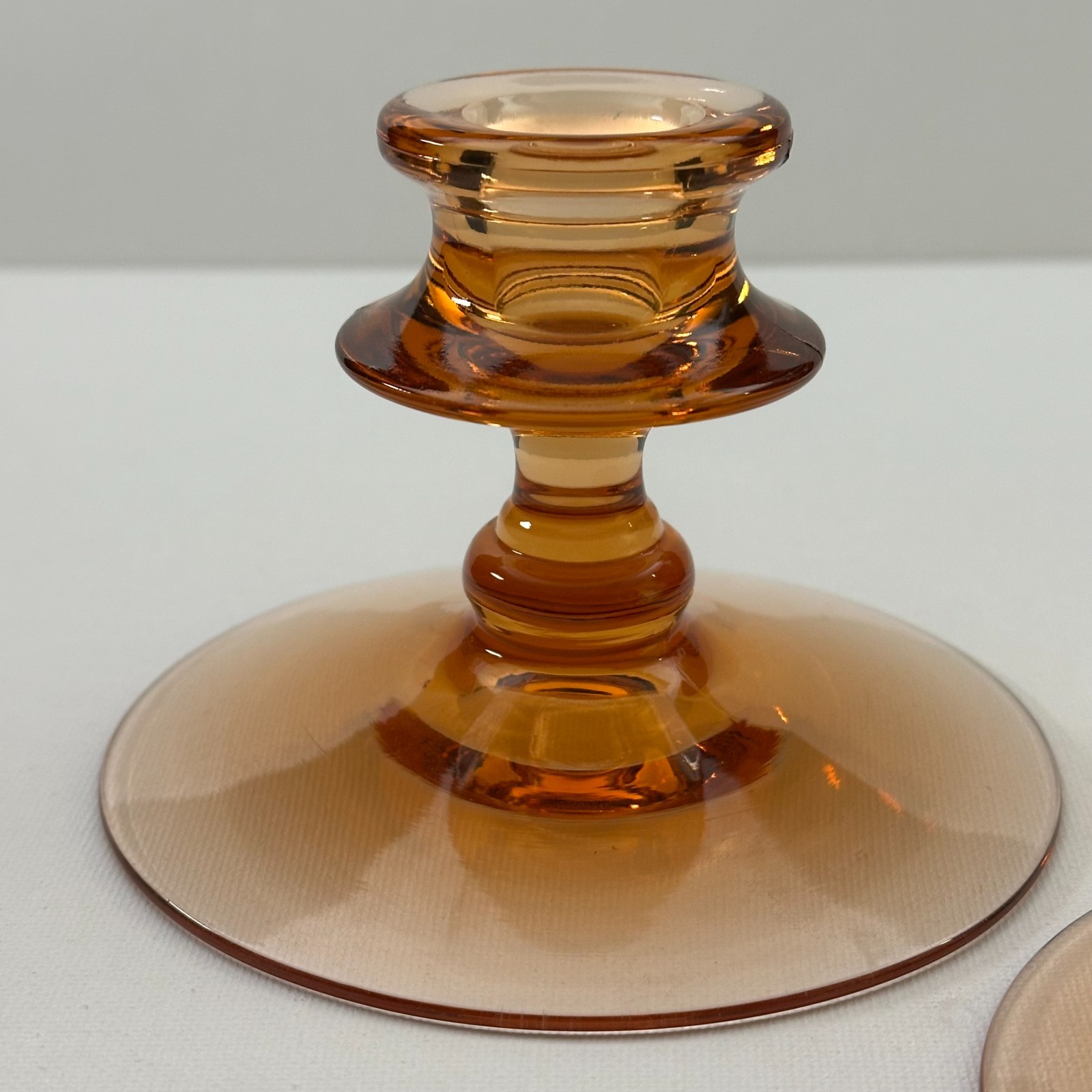 Fostoria Fairfax Single Light Candlestick Holders Vintage Glass Pair