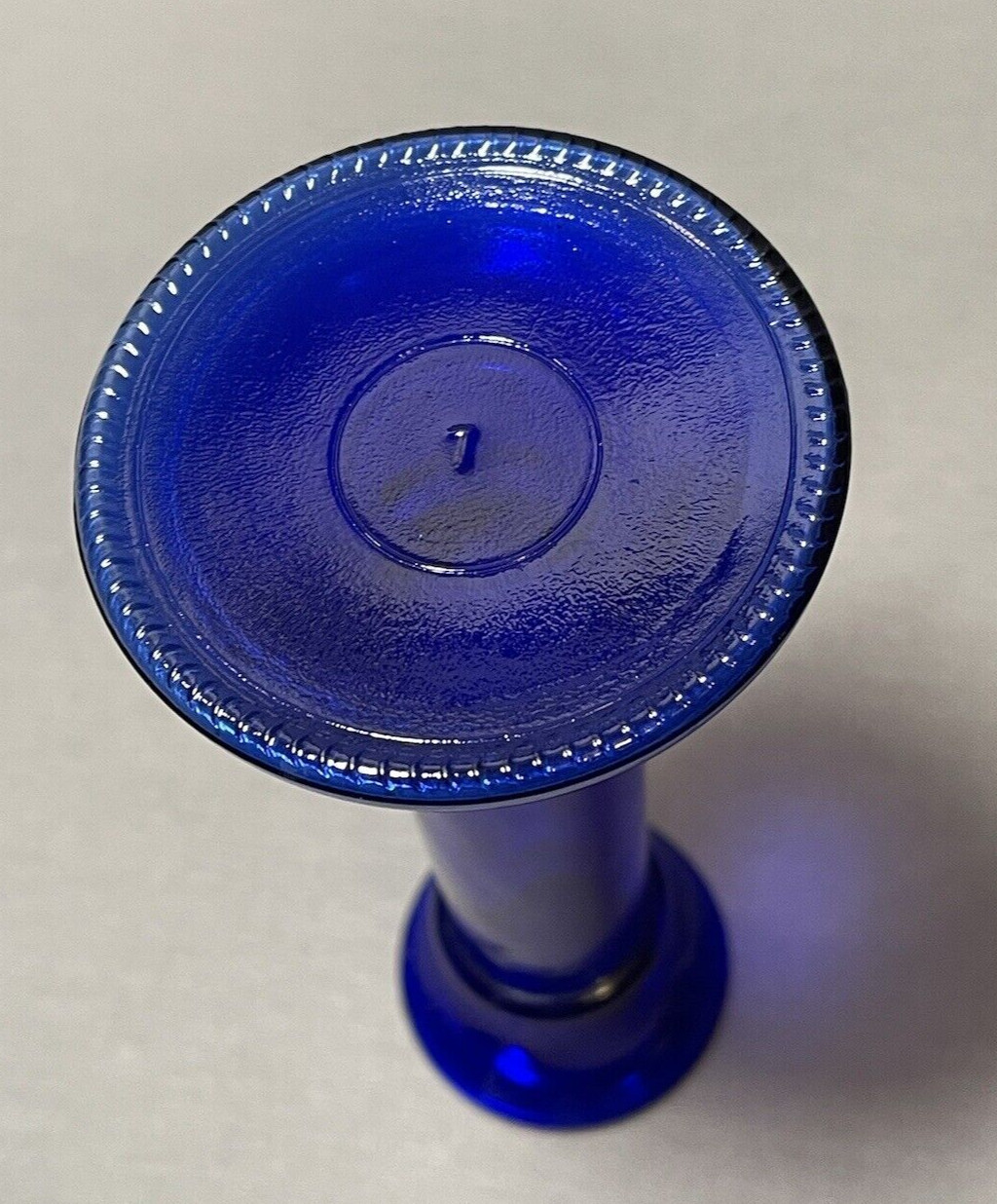 Vintage Recycled Cobalt Blue Pillar Style 7 inch Candle Holder or Vase