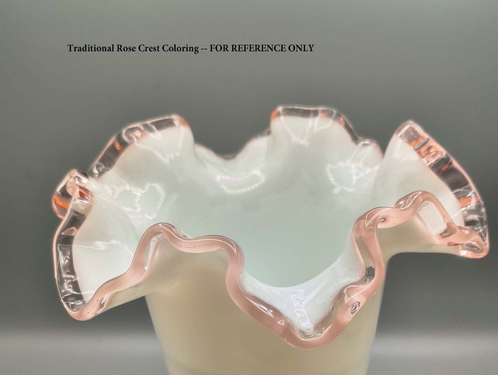 Vntg Fenton Rose Crest Double Crimped Trumpet Vase – **Unusual Color Variation**