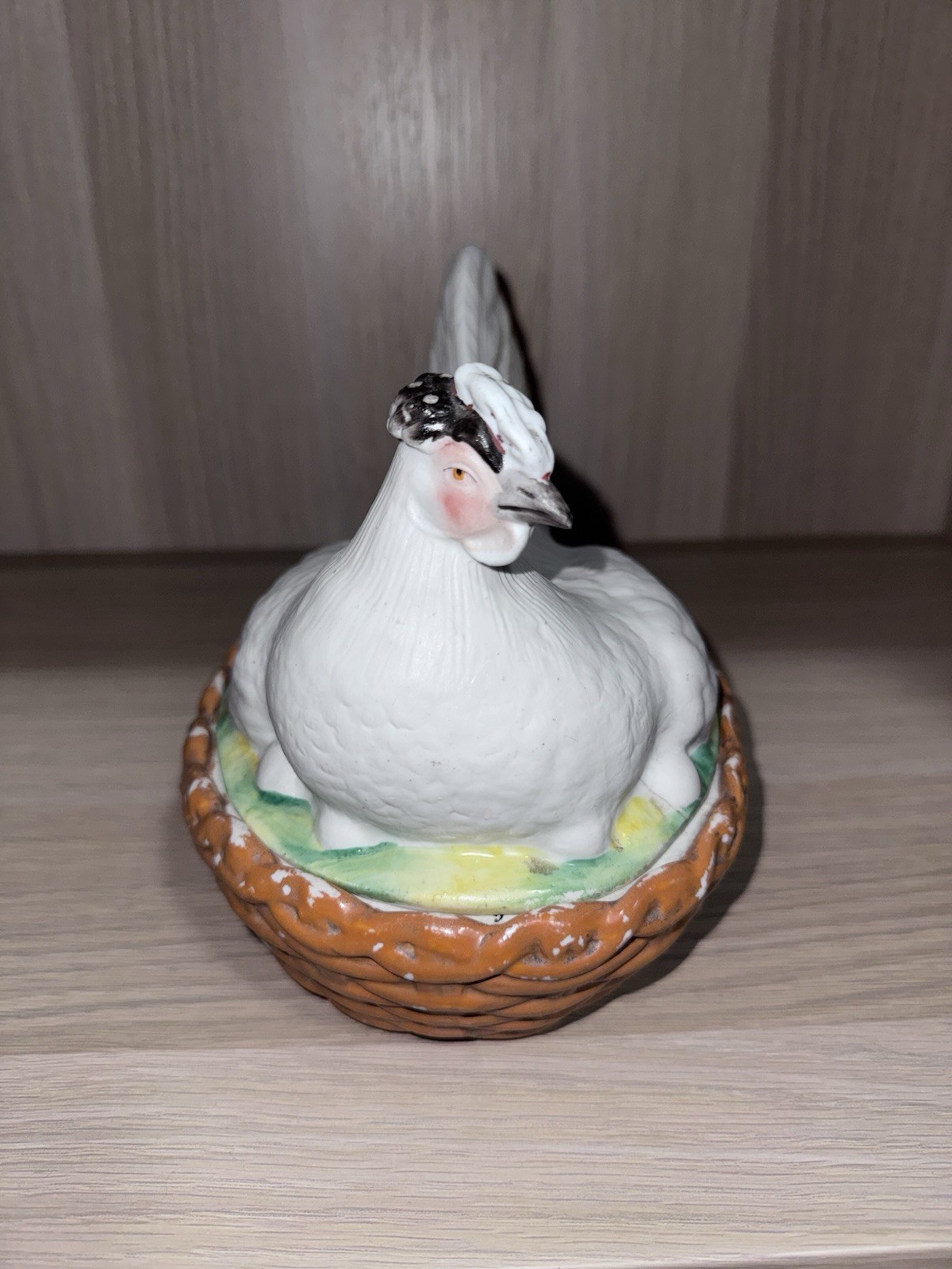 Antique Staffordshire Pottery Hen On Nest Lidded Dish “Marked G” From late 1800s