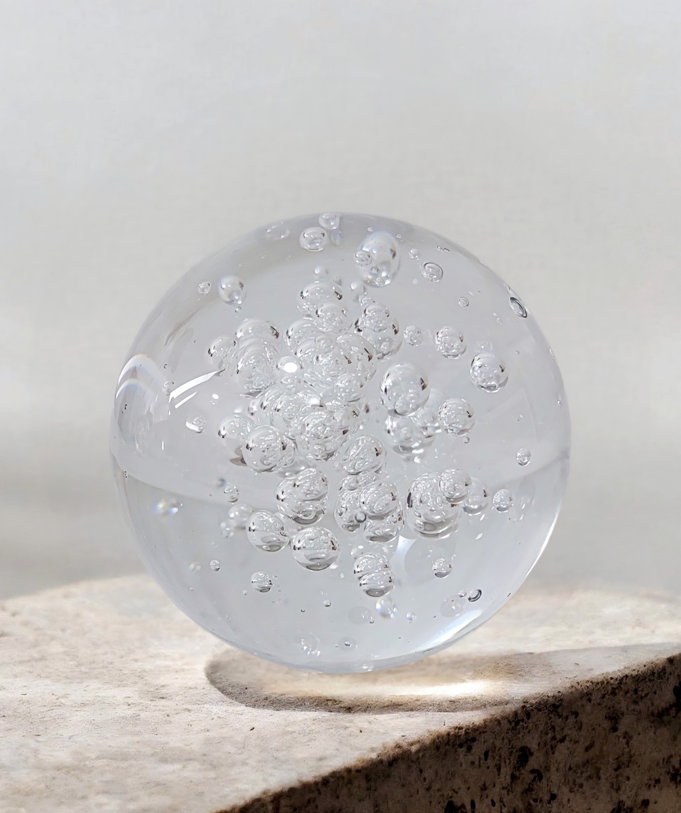 Clear Glass Orb Paper Weight With Floating Bubbles 2.75″ Round Crystal Ball