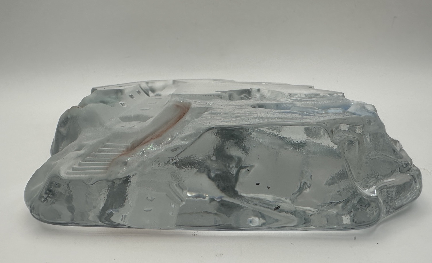 Lighthouse Seascape Glass Art Dolphins Etched Reverse Relief Nautical Vintage 6″