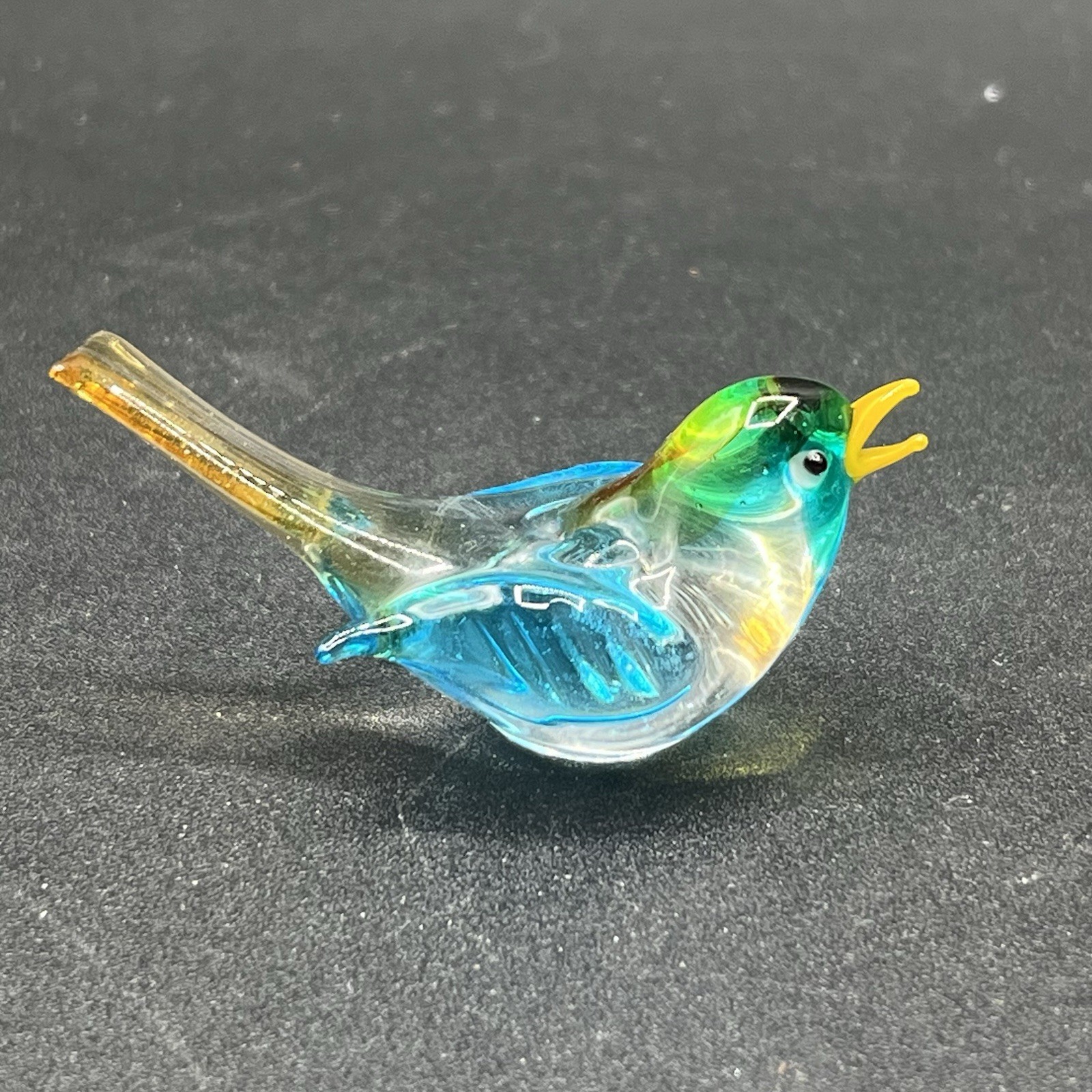 Hand Blown Art Glass Miniature Bird Figurine Colorful