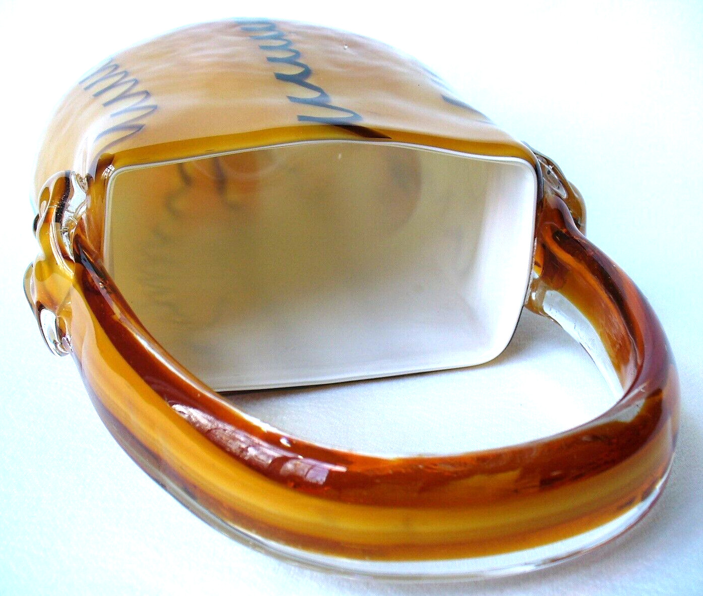 CASED~Art~GLASS~Block Crystal~DECORATIVE VASE~Handbag~HAND BLOWN~10.5″x6.2″