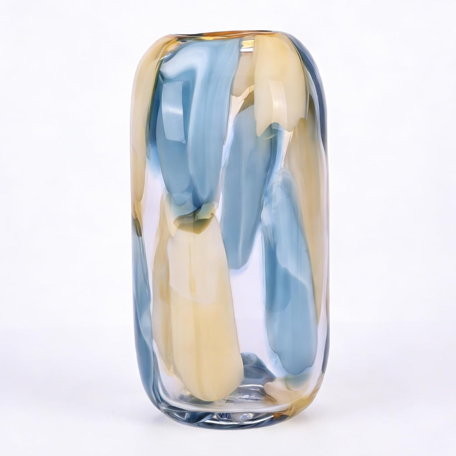 Hand Blown Blue Glass Vase – 12.6″ Decorative Centerpiece for Home Decor