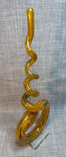 Art Glass Sculpture Orange Hand Blown Glass Twist Swirl Murano Art Glass Style