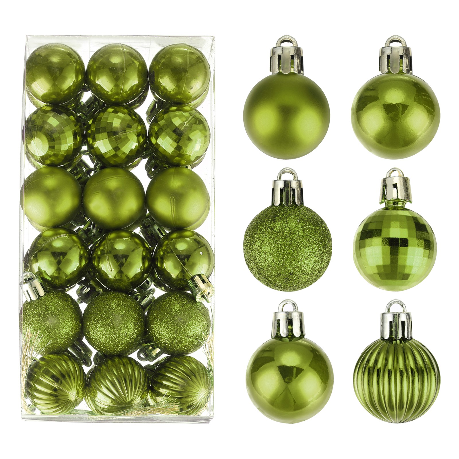 36Pcs Christmas Ball Ornaments Christmas Tree Decorations Fruit Green 1.2″/3CM