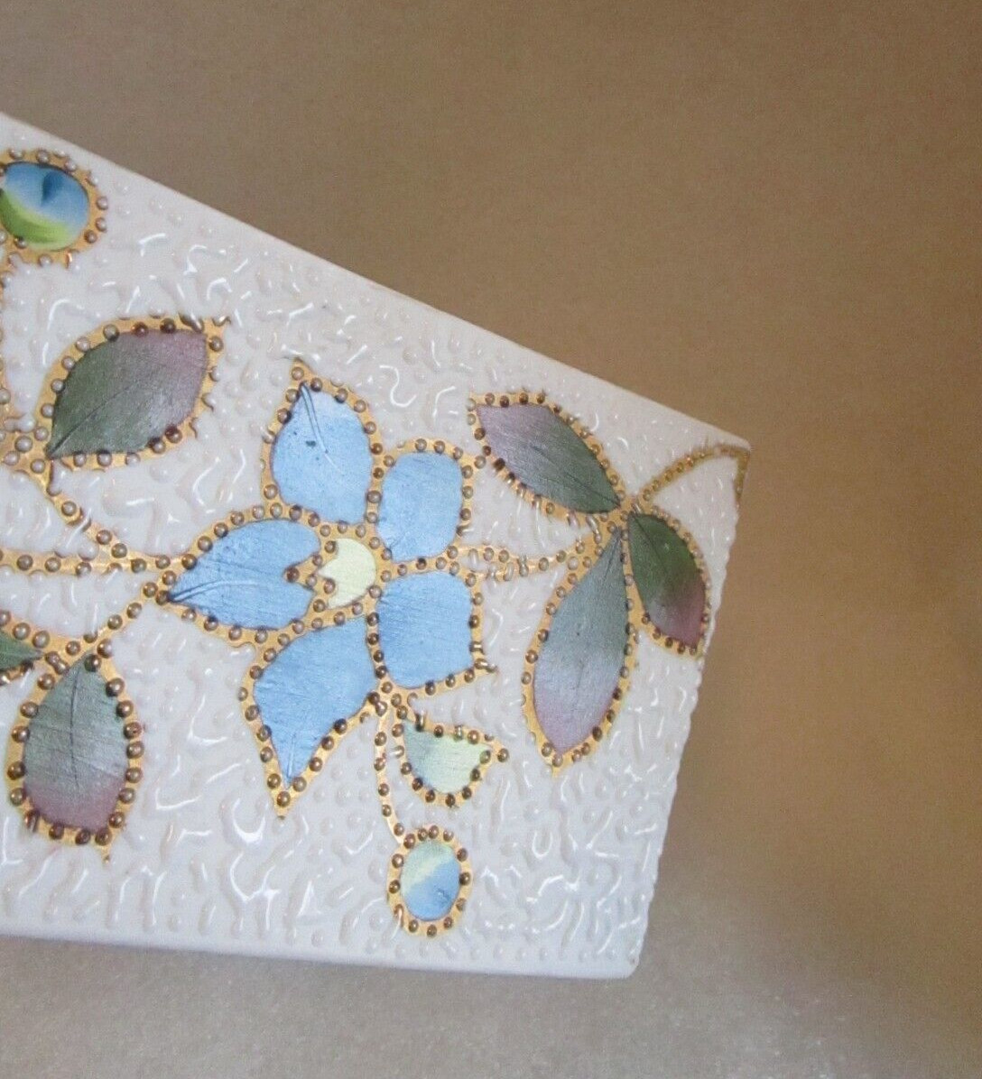 Ultra RARE 19th Century Cache Pot Hand Painted Beaded Gold Gilt Pre RS Prussia