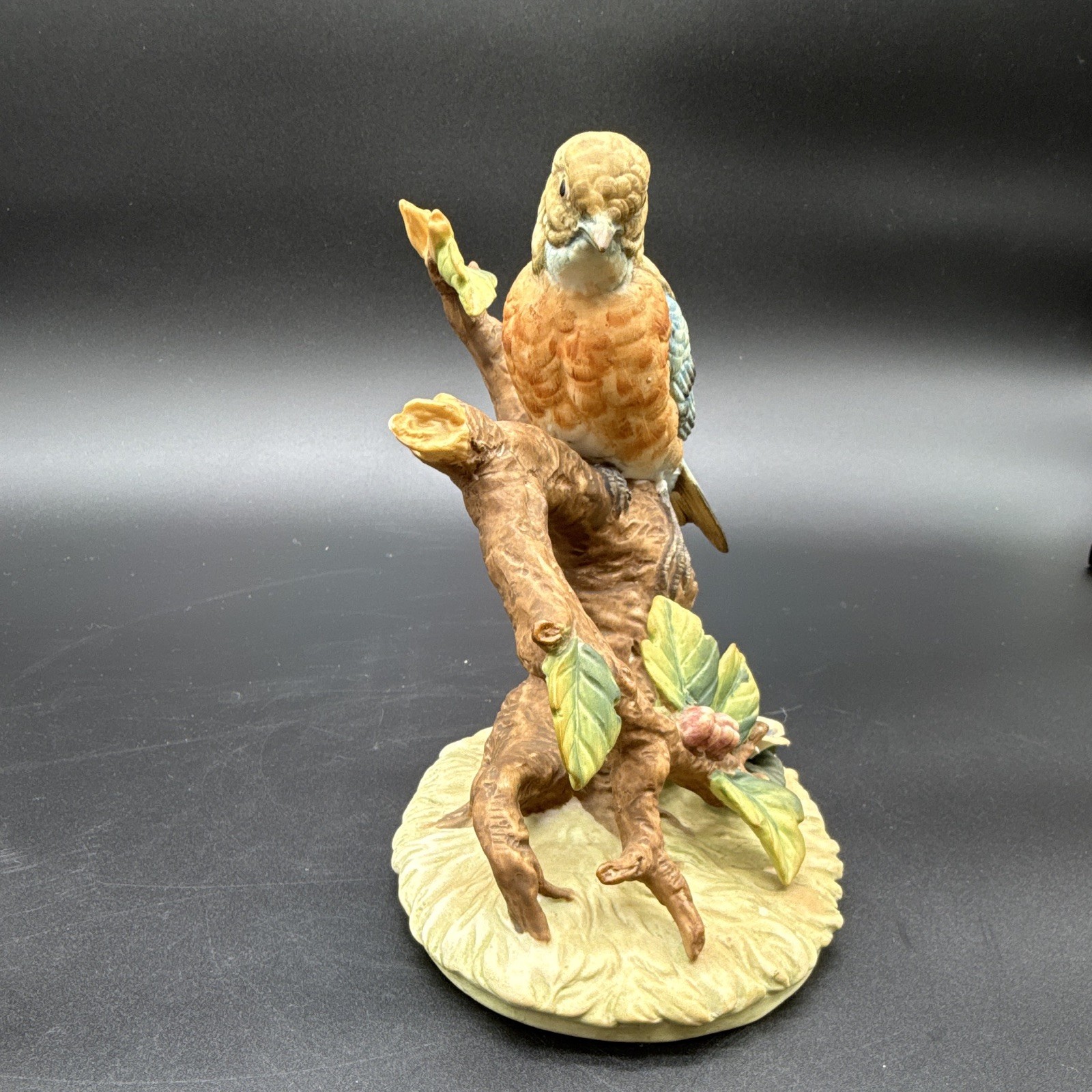 Andrea by Sadek hand painted ceramic bluebird figurine, signed, Japan, 6 in
