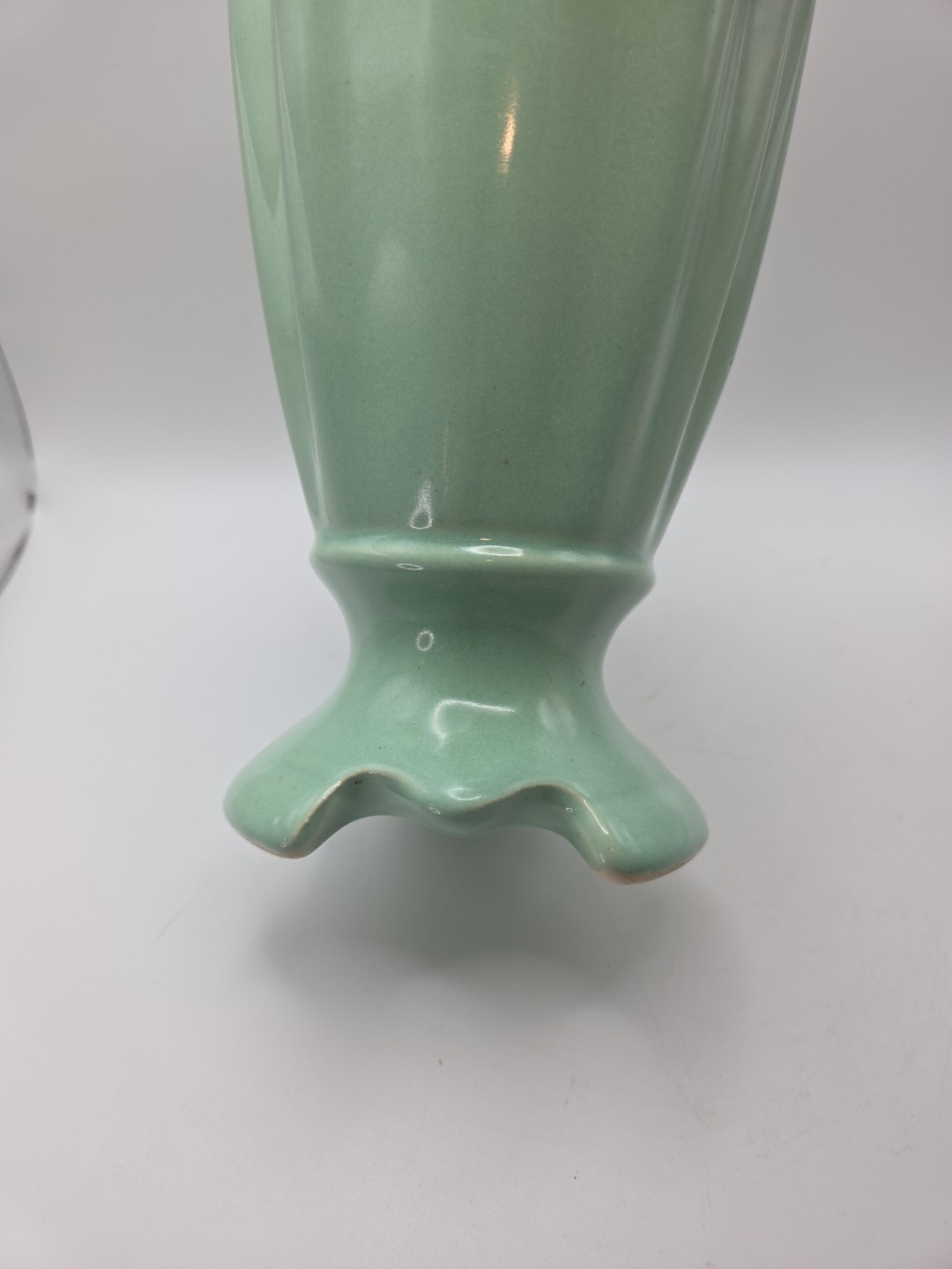 Brush McCoy Pottery 712 Mint Green Fluted Vase 8″ Art Deco 1940s USA