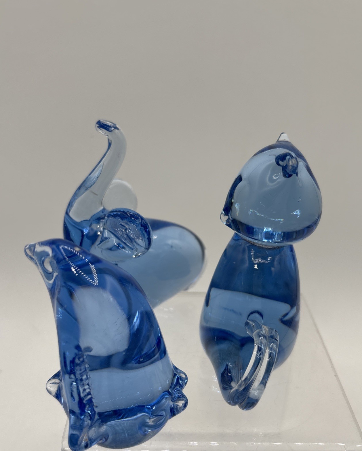 United States Commemorative Fine Arts Gallery Elephant, Fish, Penguin, Cat Glass
