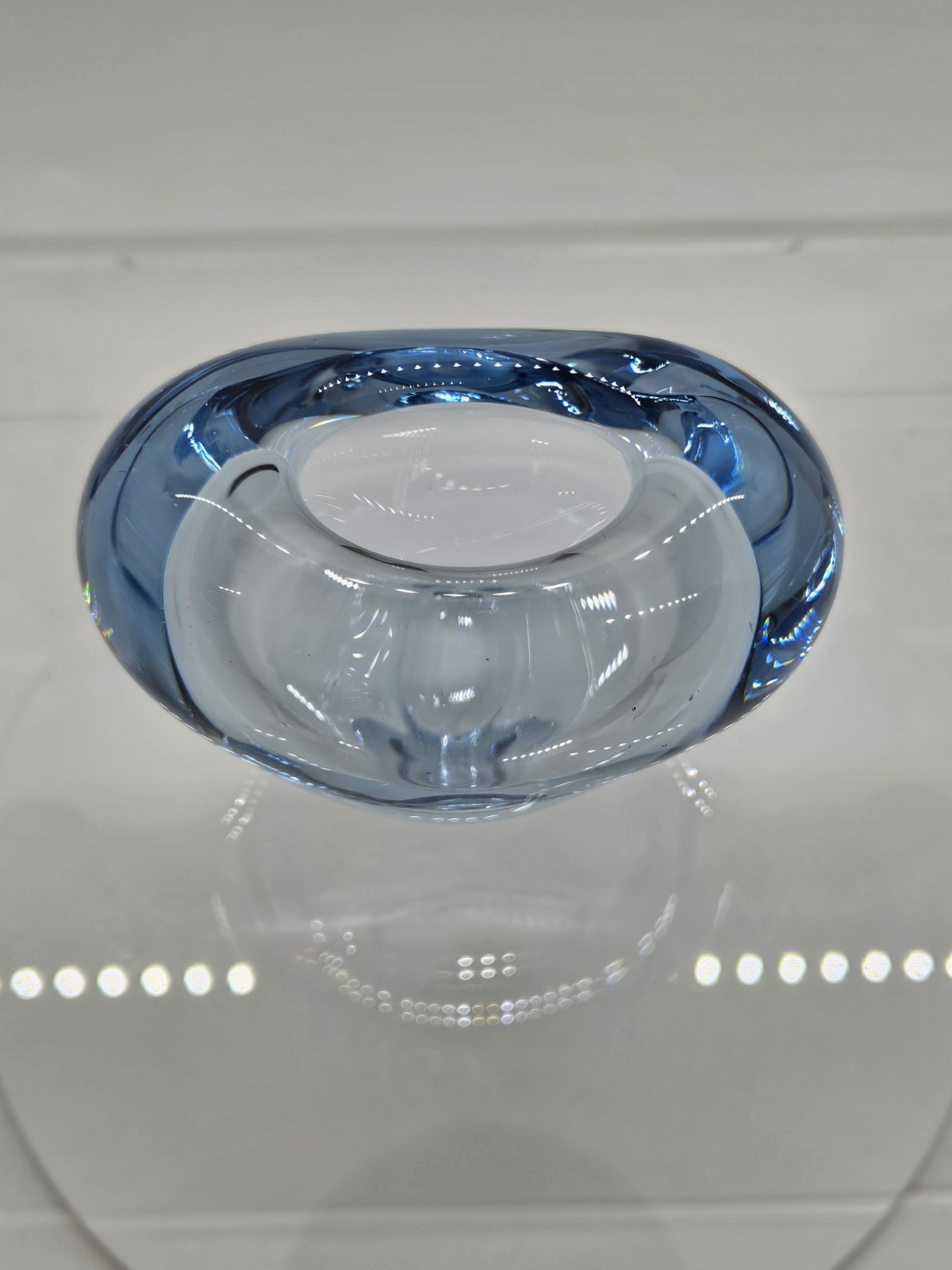 Per Lutken Holmegaard Vase Blue Heart Mini Succulent Signed Art Glass MCM