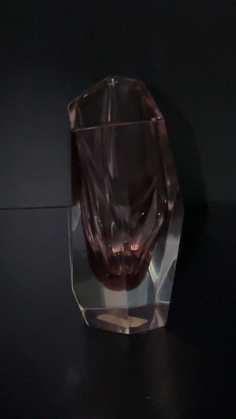 V. Nason and C. Murano Faceted Sommerso Geometric Amethyst Glass Vase 6.25”