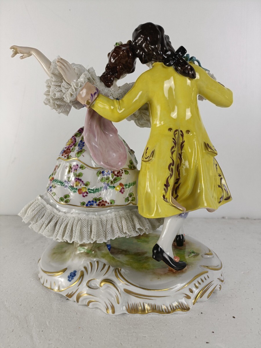 Figurine Statue Dancing Courting Couple Marked exquisite Antique Volkstedt ant