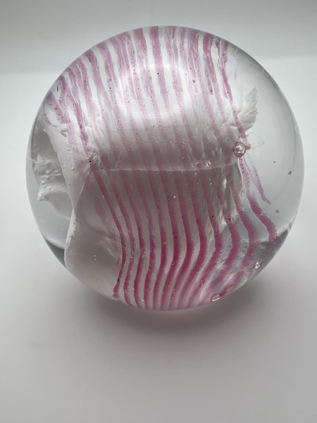Caithness Glass Paperweight, Trapeze, Scotland, Pink and White Swirl, Valentine