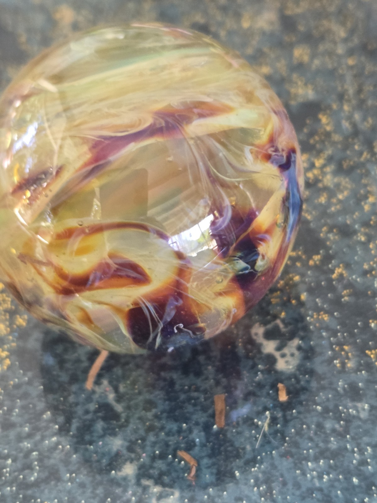 1.5″ Contemporary Art Glass Marble Signed T20 2020 Swirl Heady Paperweight Orb