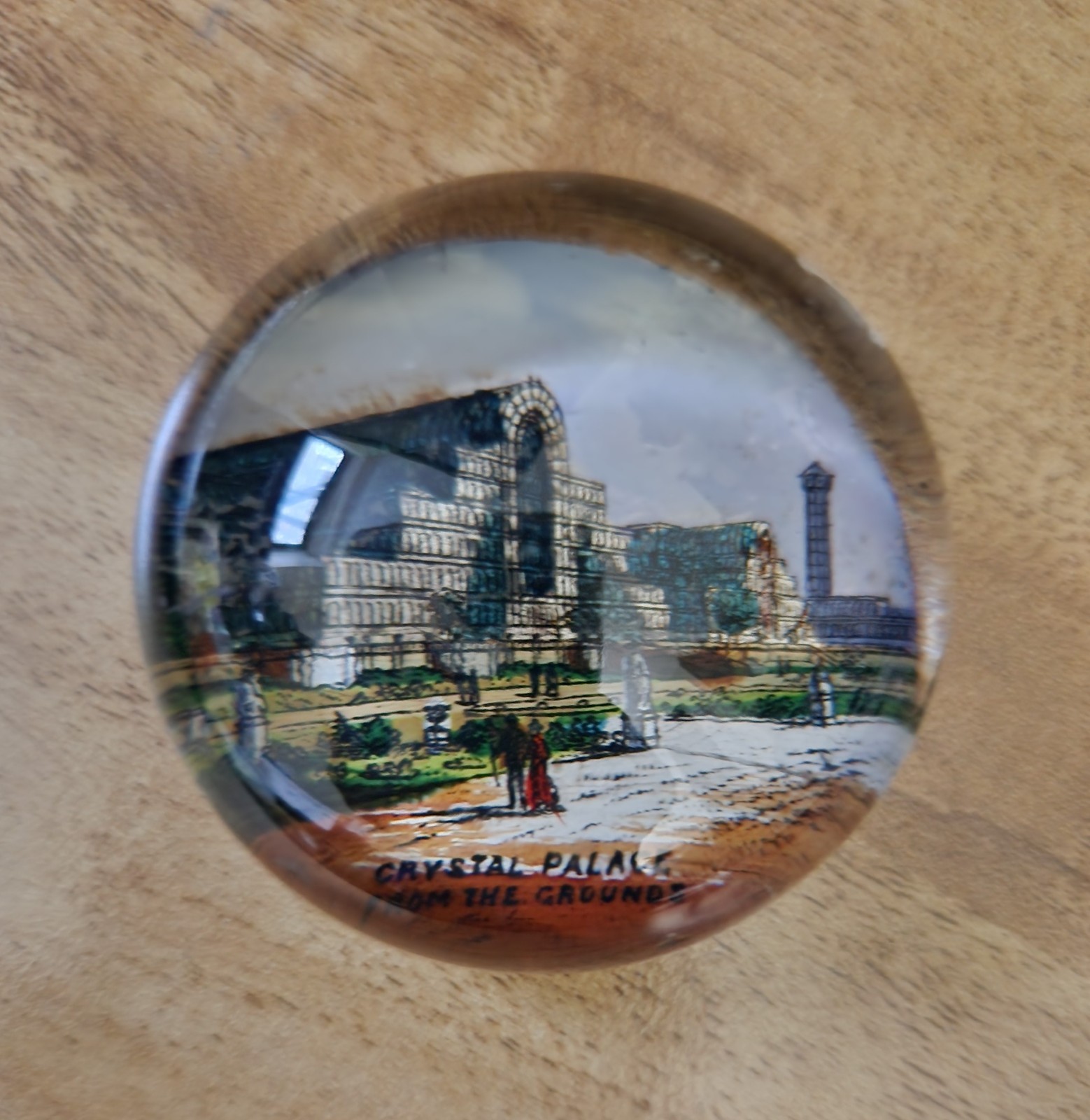 Rare Victorian Crystal Palace London souvenir glass paperweight c1880s