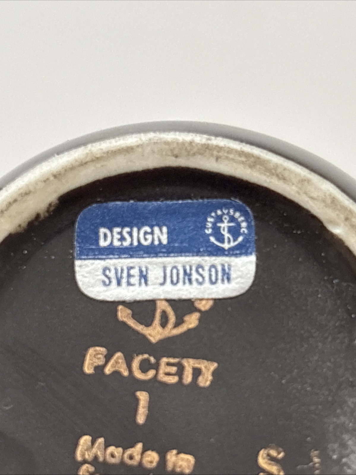 MCM Gustavsberg Facett Peacock Vase Sven Jonson Design Sweden 1960s Sticker