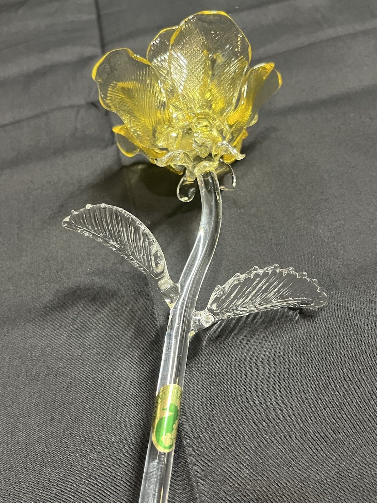 BEAUTIFUL Waterford Fleurology Fine Crystal Sculpted Yellow Rose Flower 14.5″