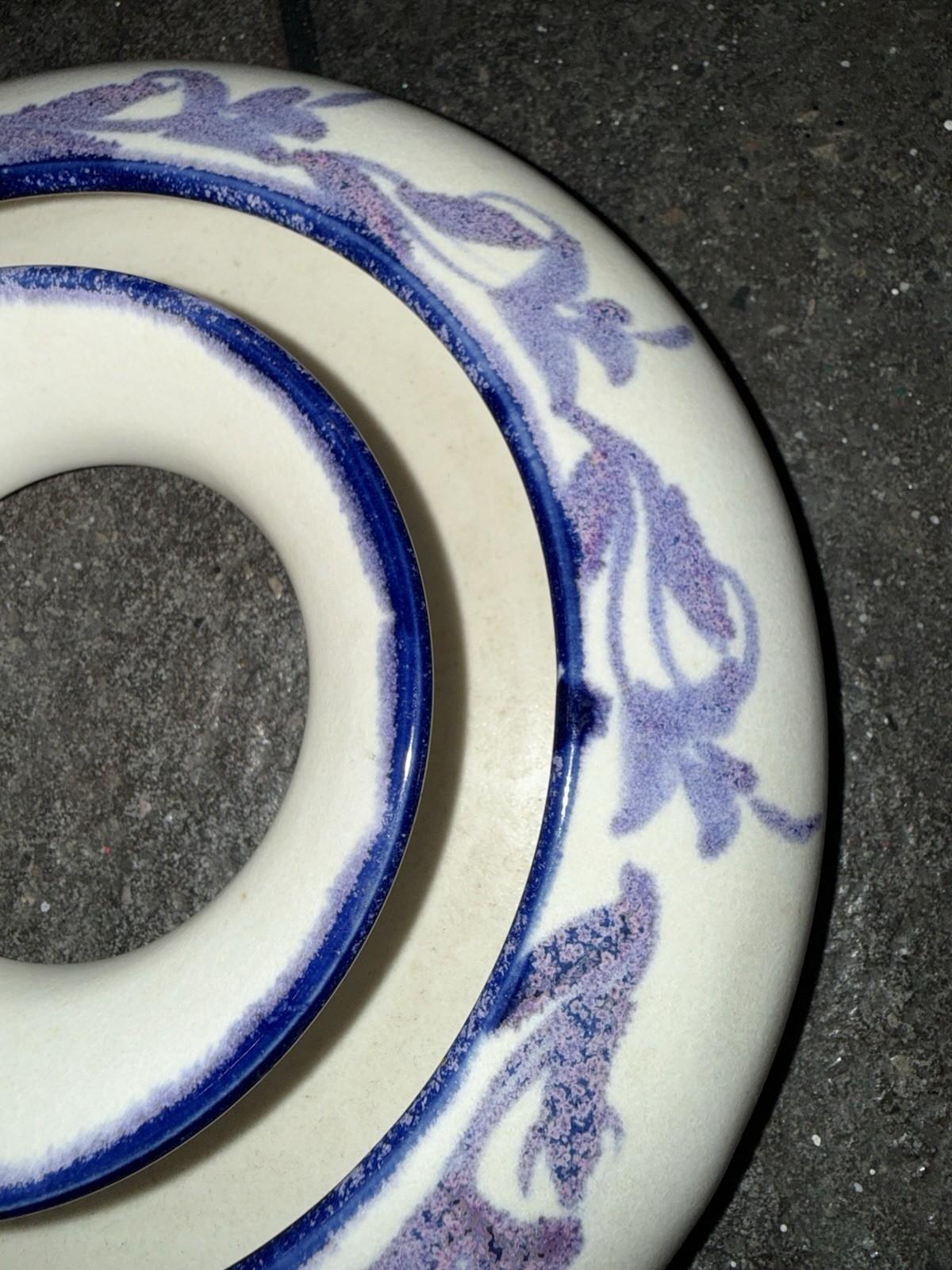 Vintage Studio Art Pottery Stoneware Pansy Ring or Ikebana Vase or Flower Frog
