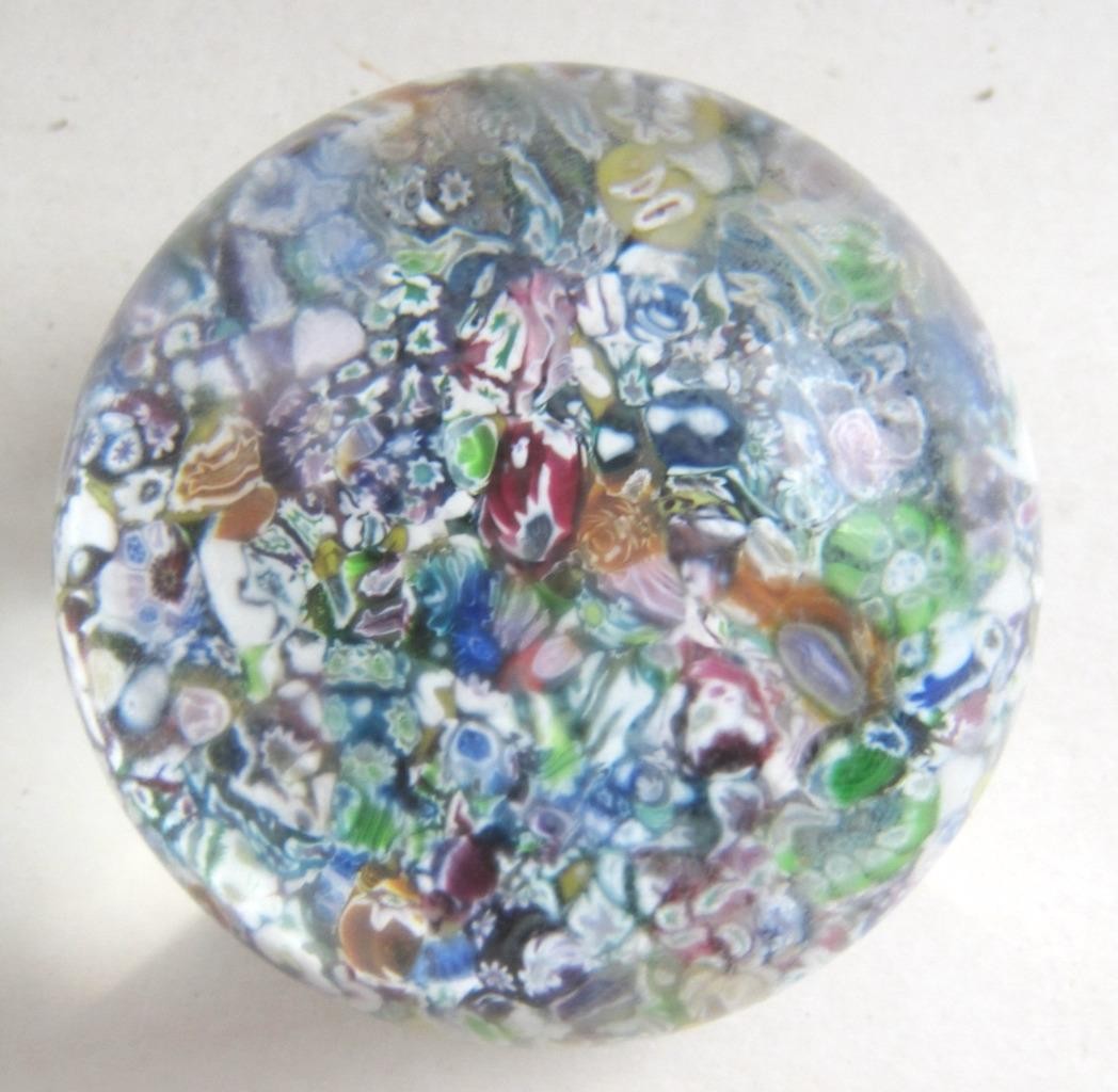 Perthshire 1973 Scrambled Millefiori End of Day Paperweight Art Glass Date Cane
