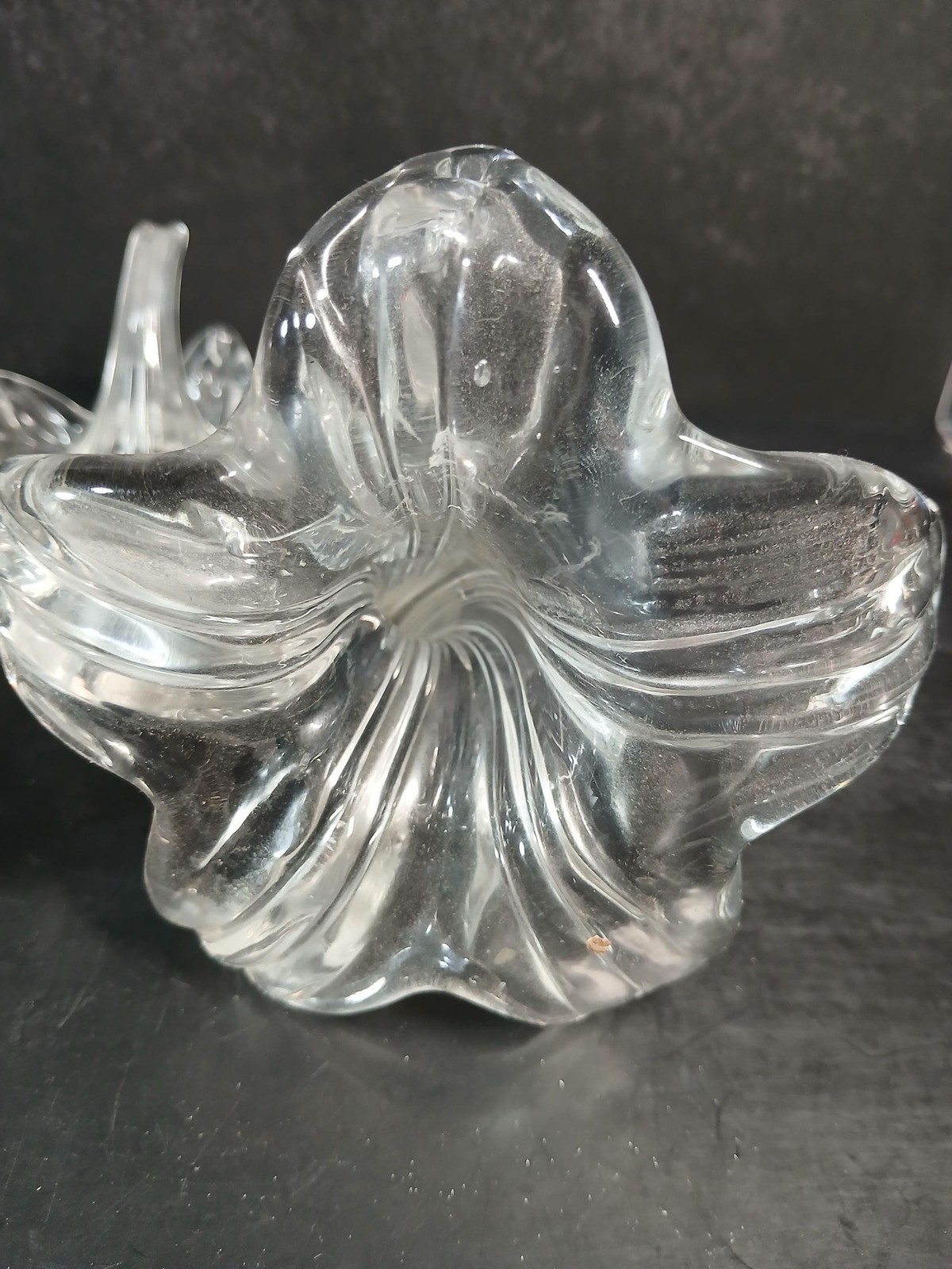 Vintage Clear Glass Flower Figurines Set of 3 Lily Orchid Art Glass Decor