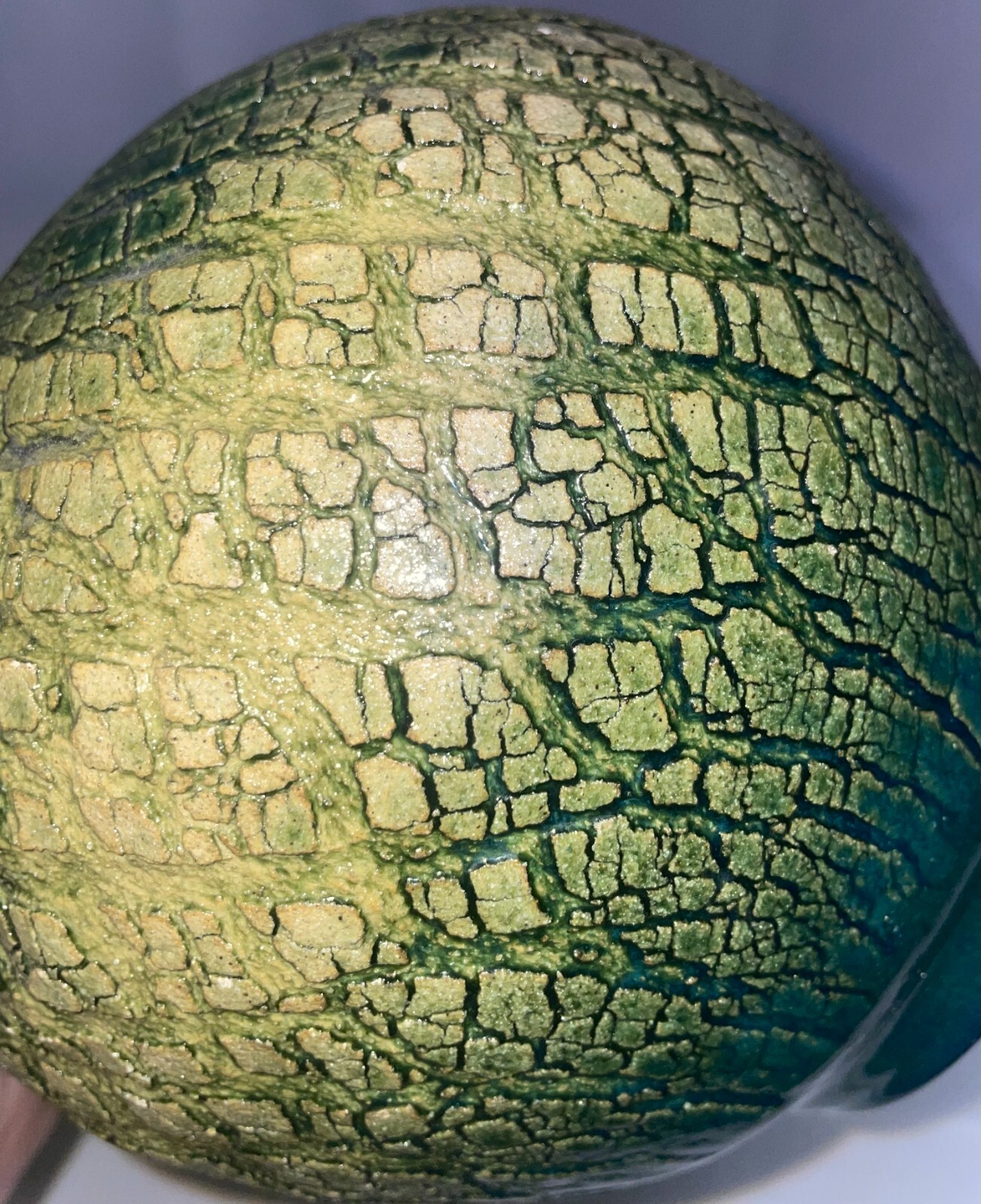Vtg Kera Textured Green Spherical Vase Ceramic Artist Signed 6 1/2 Inches High