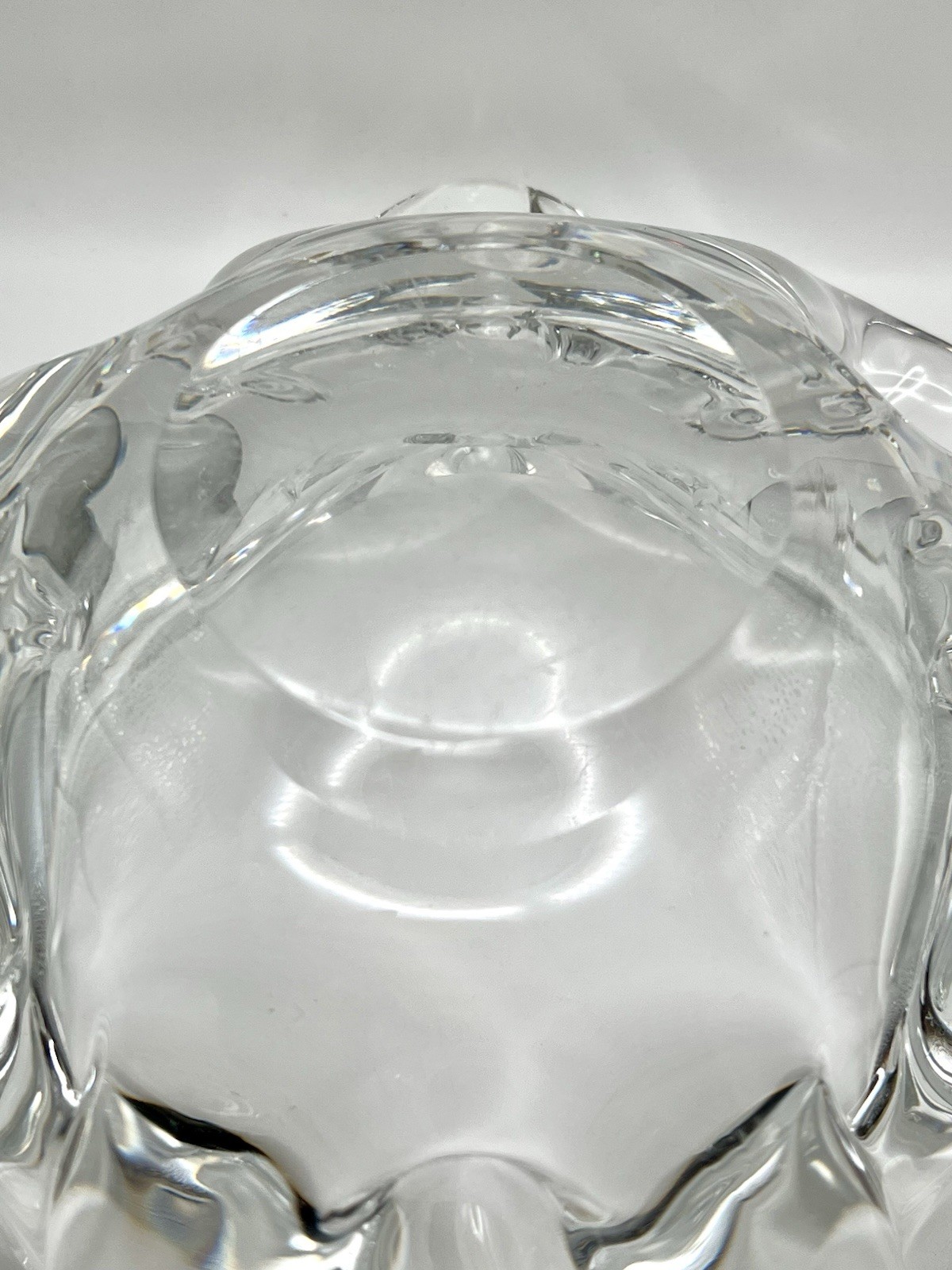Vintage Mid Century Modern Art Glass Bowl / Ashtray – Heavy Sculptural Crystal