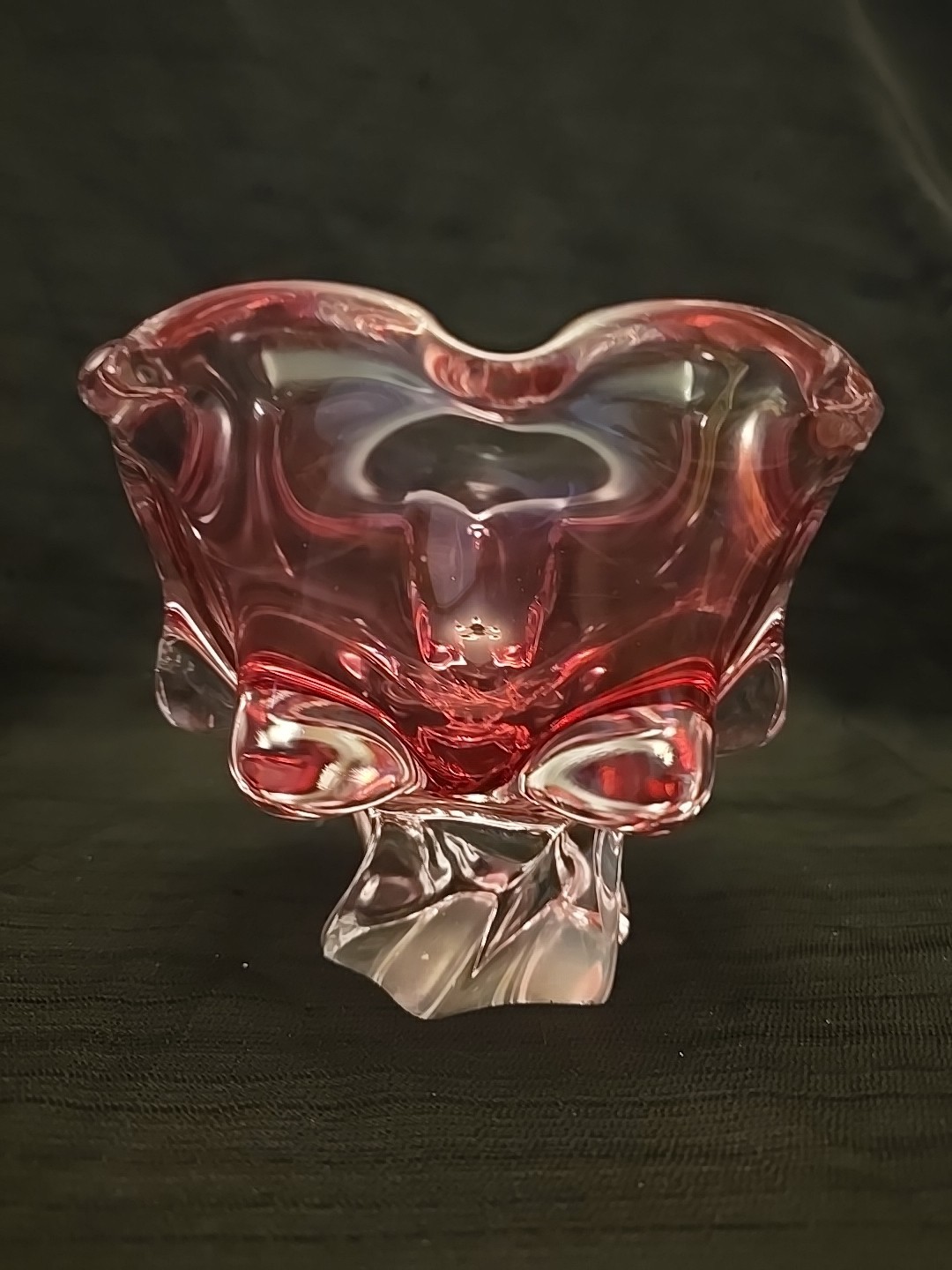 EGERMANN BOHEMIA CZECH REPUBLIC PINK BOWL CANDY DISH