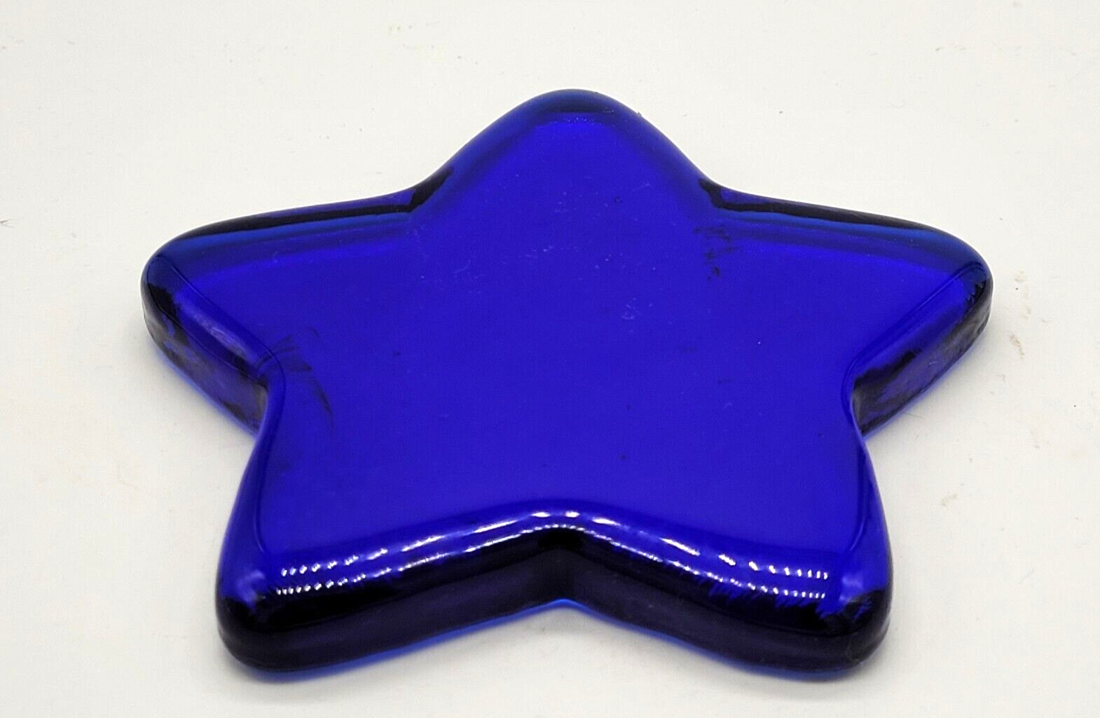 Cobalt Blue Glass Star Paperweight Art Glass 4.5 x 4.5 inches Recyled Glass