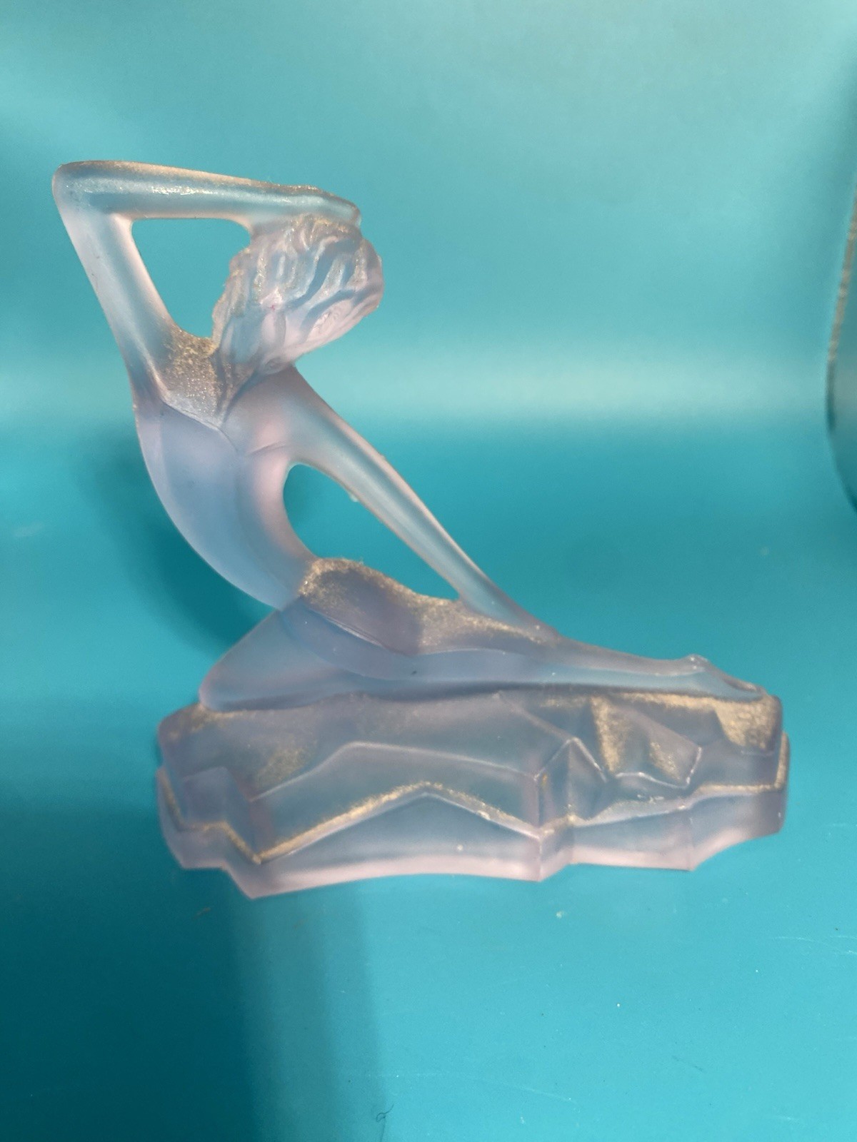 Vintage Curt Schlevogt Frosted Crystal Dancer Figurine, Art Deco Statue
