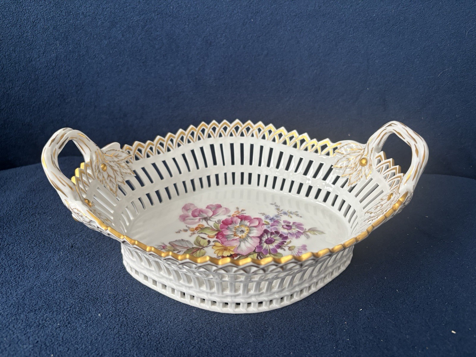 Antique Early 1900s KPM Berlin Porcelain Reticulated Floral Basket