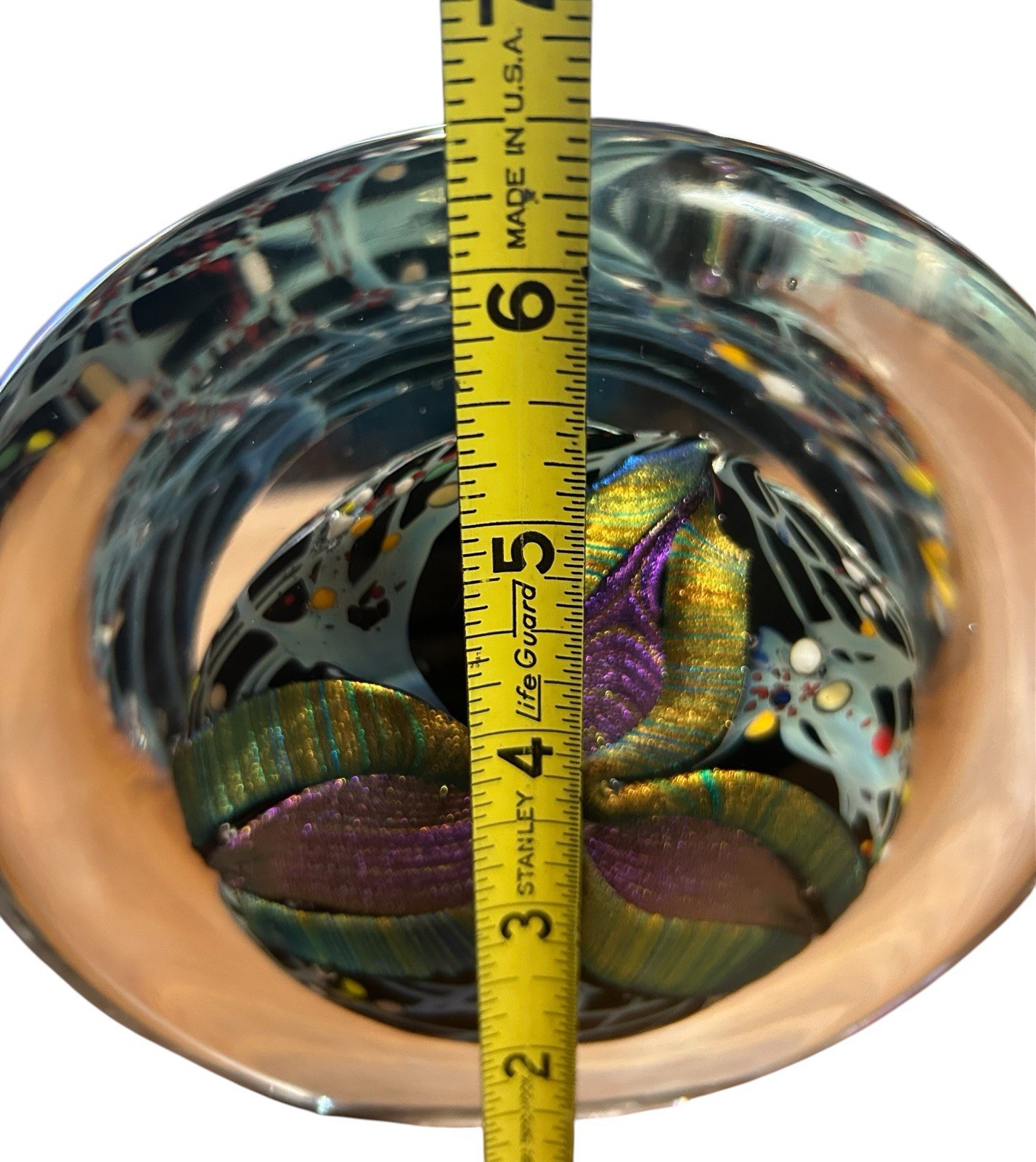 Rollin Karg Dichroic Multicolor Iridescent Art Glass Disc Sculpture Signed 2004