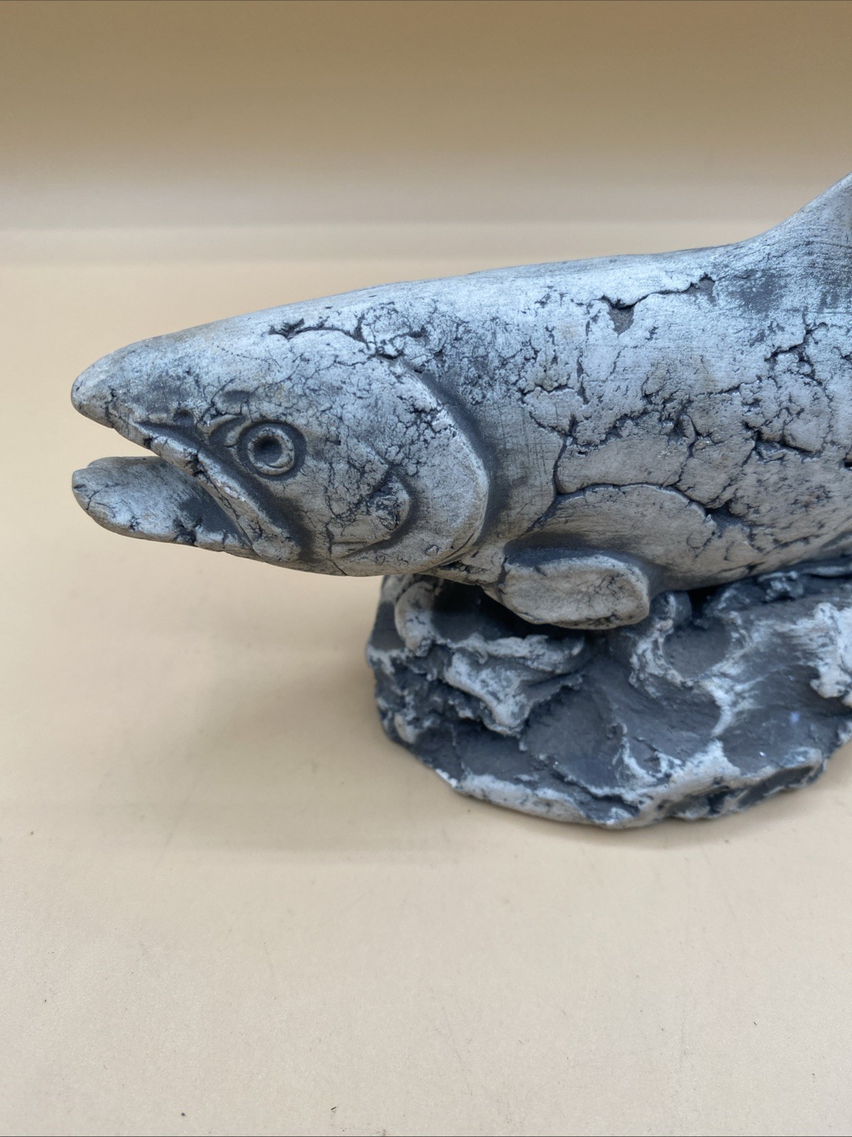Vintage Stan Langtwait Mt St Helen’s Ash 8″ Salmon Figurine Small Chip In Tail