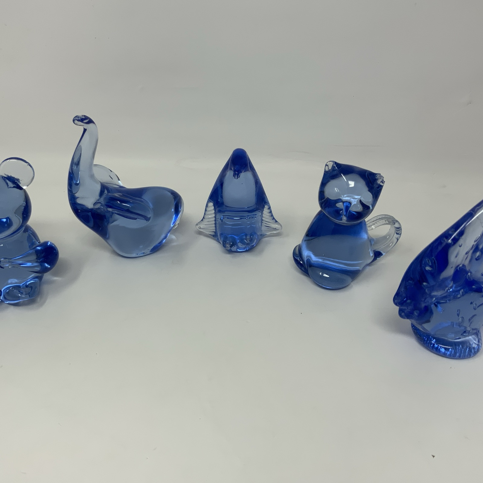 Lot Of 5 United States Commemorative Fine Arts Gallery Blue Glass Figurine