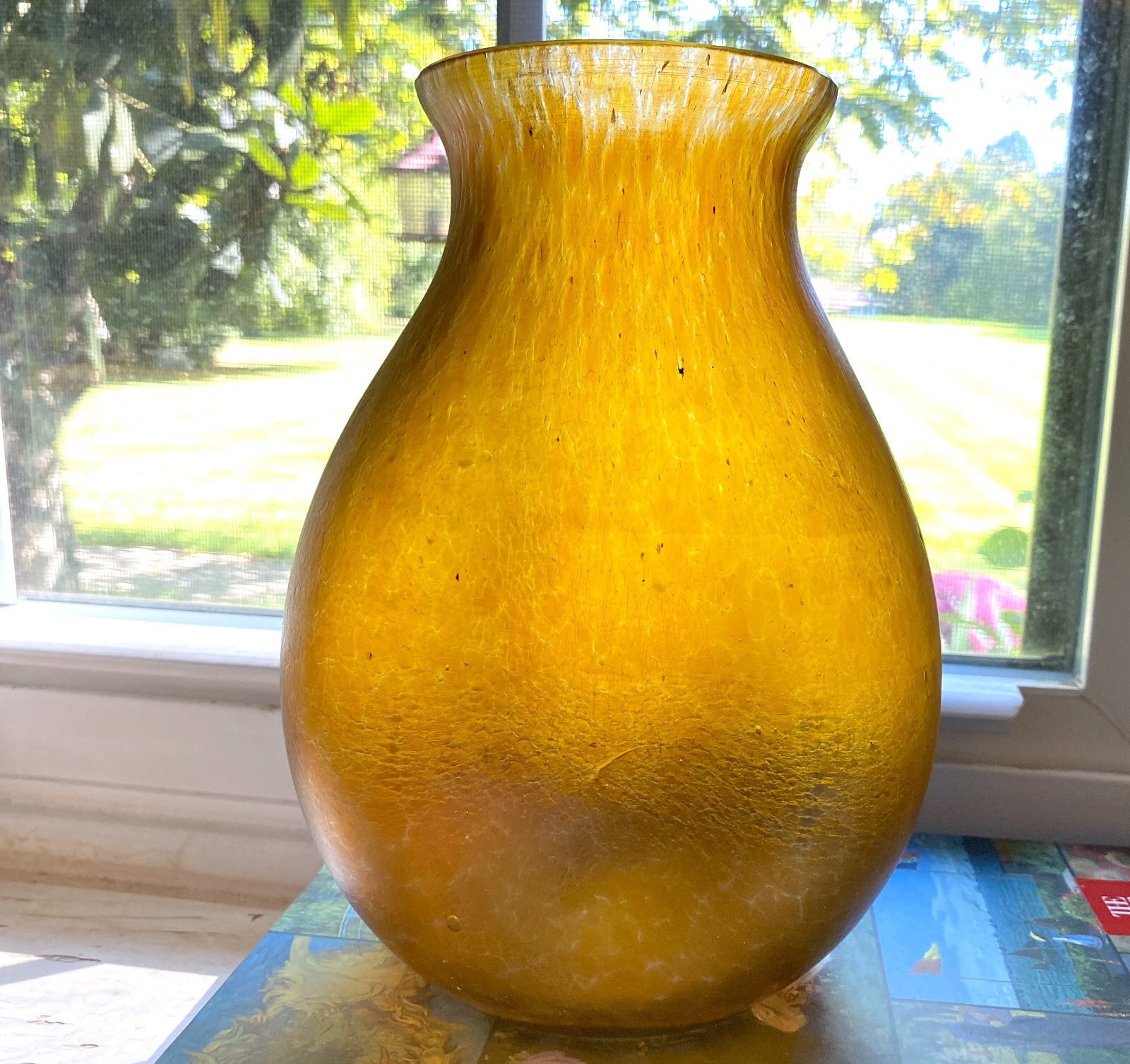 Tiffany Favrile Glass 3-sided 8” Vase, Signed L.C.T. Iridescent amber-toned,FAB