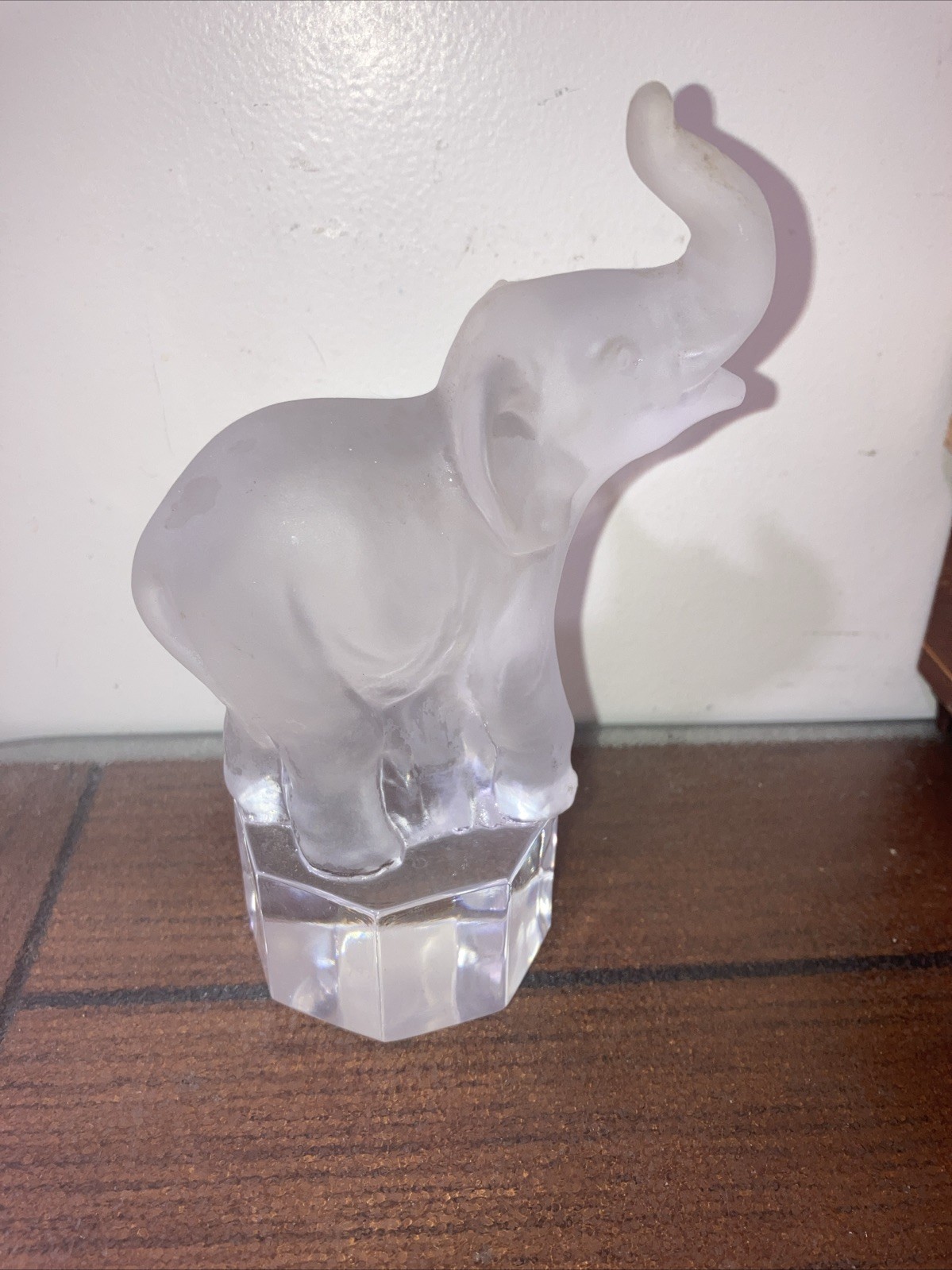GOEBEL Zoo Animals Frosted Lead Crystal Elephant Figurine Paperweight