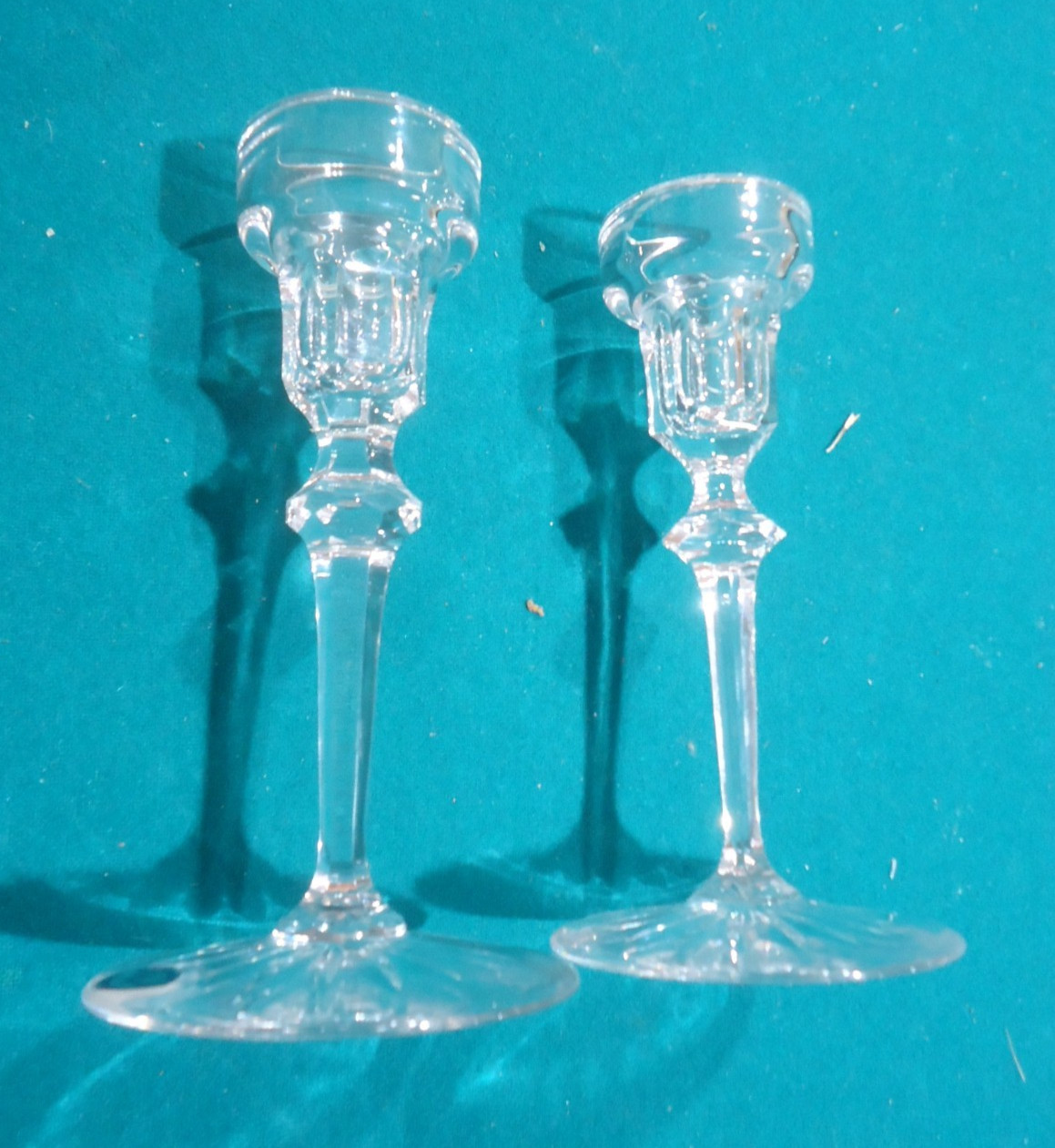 Pair of 2 Rogaska Hand Made Crystal RICHMOND Candlestick Holders With Box 6″