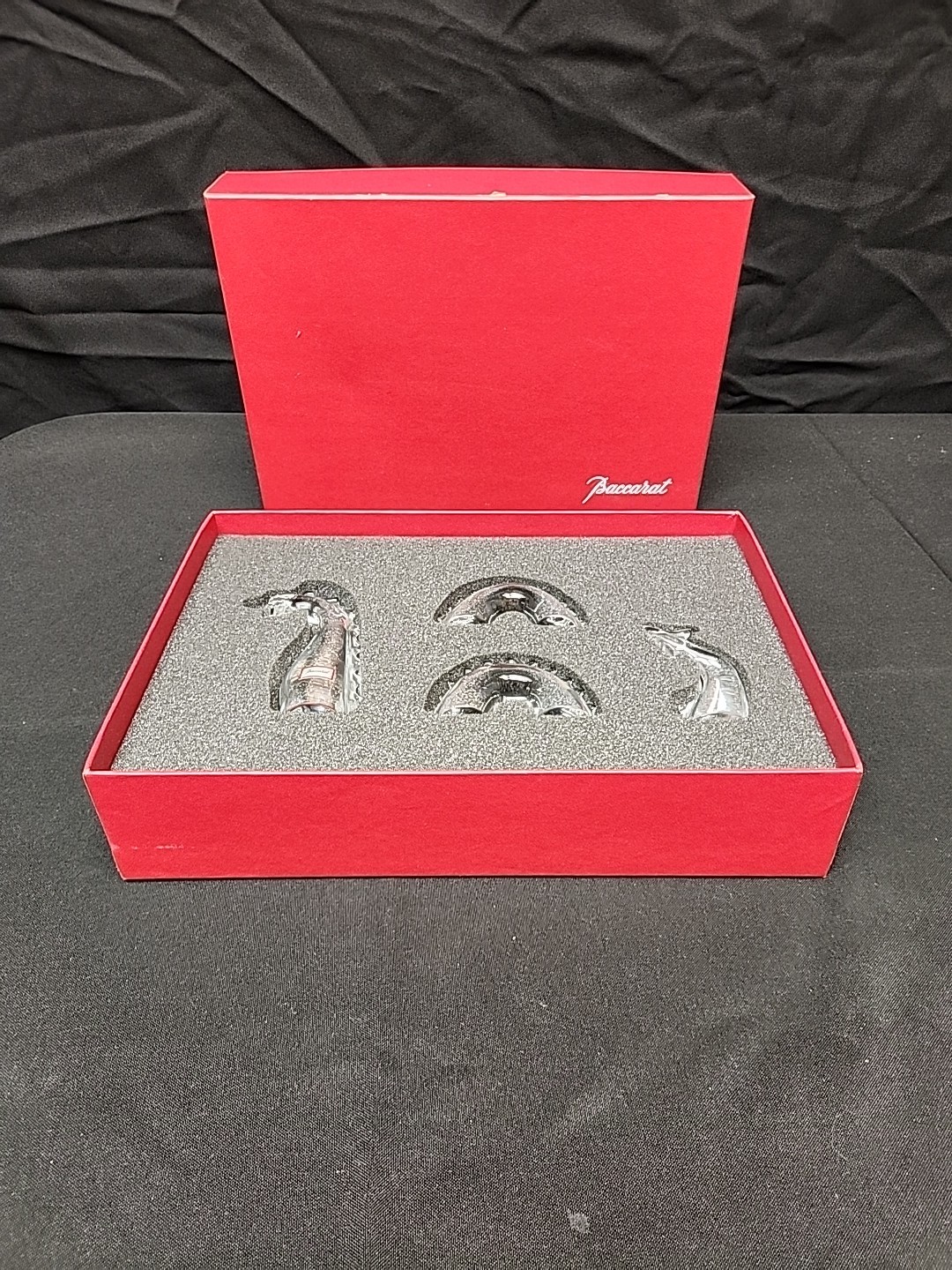 Baccarat Crystal 4 Piece Complete Dragon Nessy Loch Ness Monster W/ Original Box
